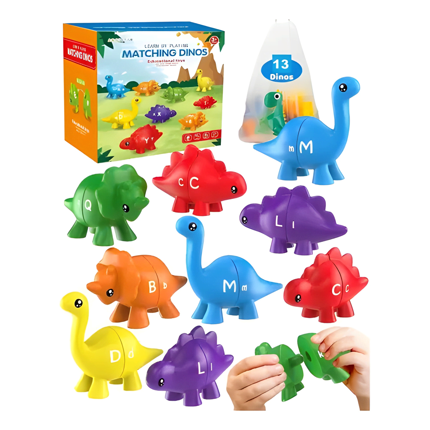 Juego didáctico dinosaurios abc emparejar niños montessori-4