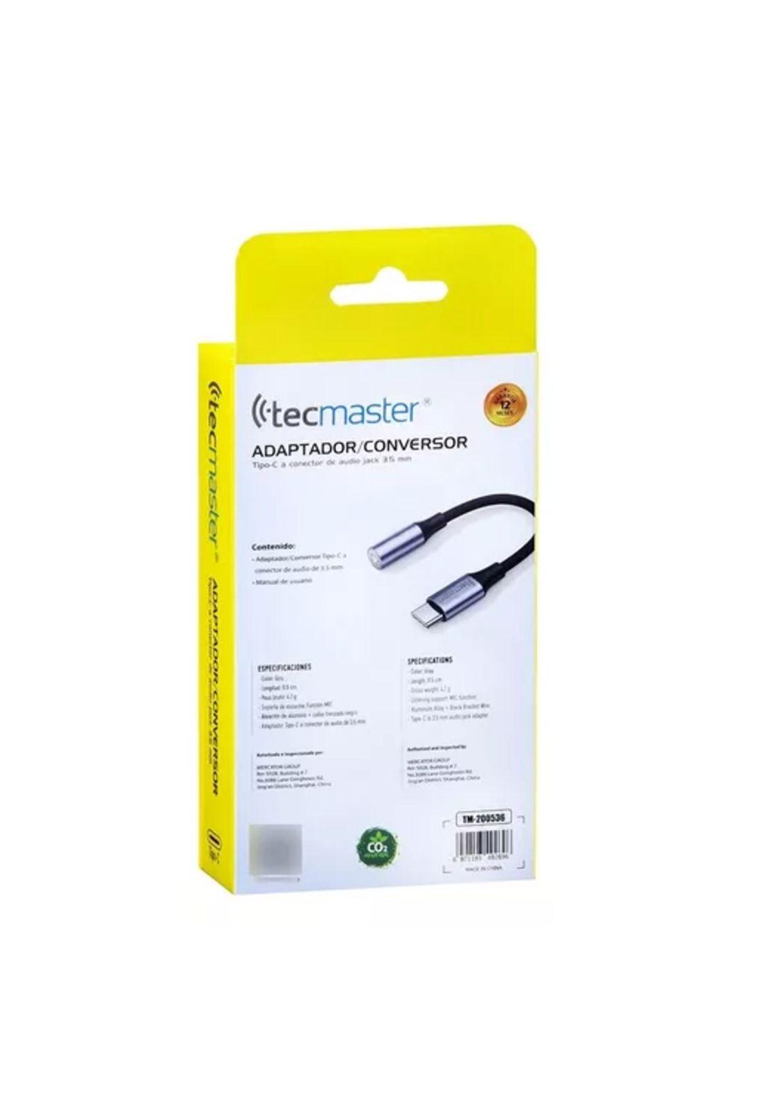 Adaptador de audífono tipo C a audio jack 3.5mm Tecmaster gris-3