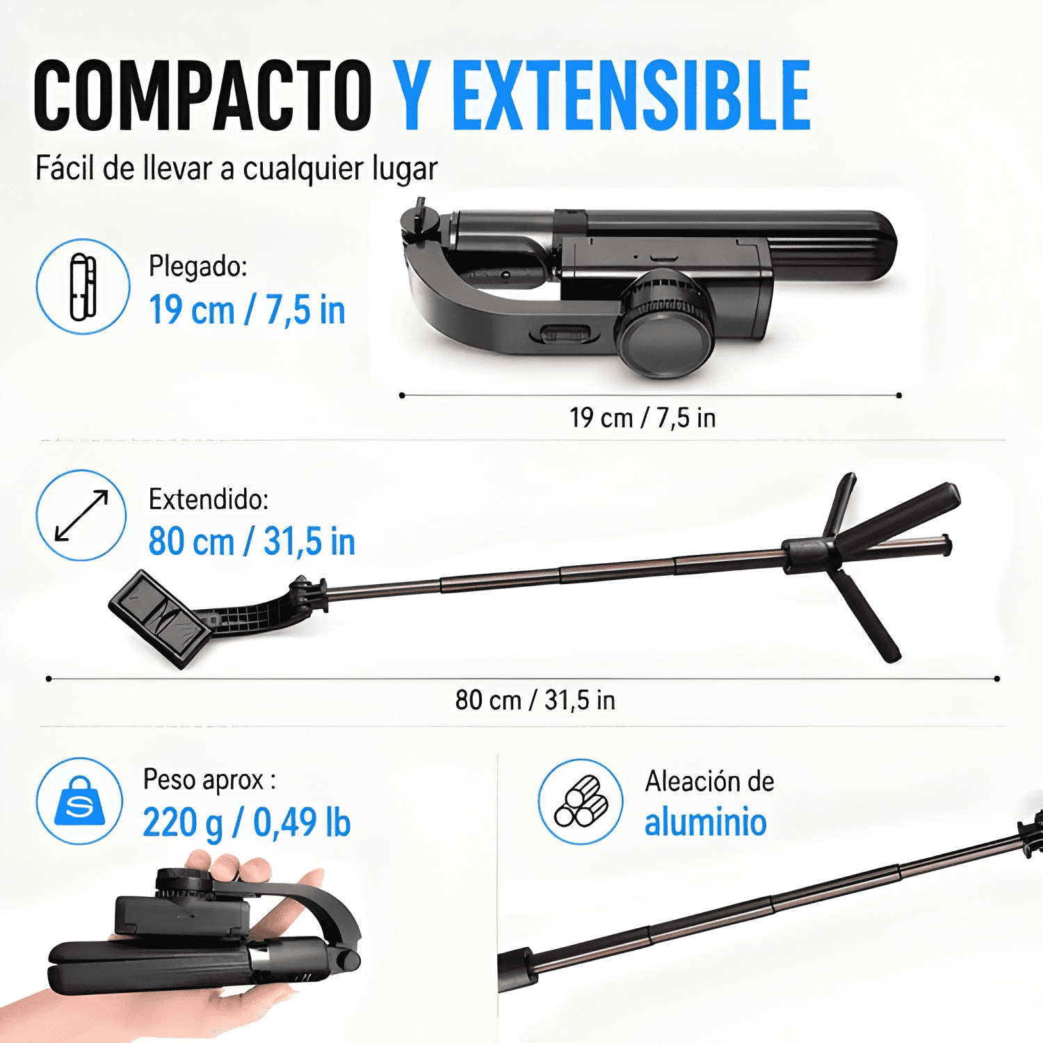 Estabilizador Celular Gimbal L08 Selfie Stick, Tripode/mando-4