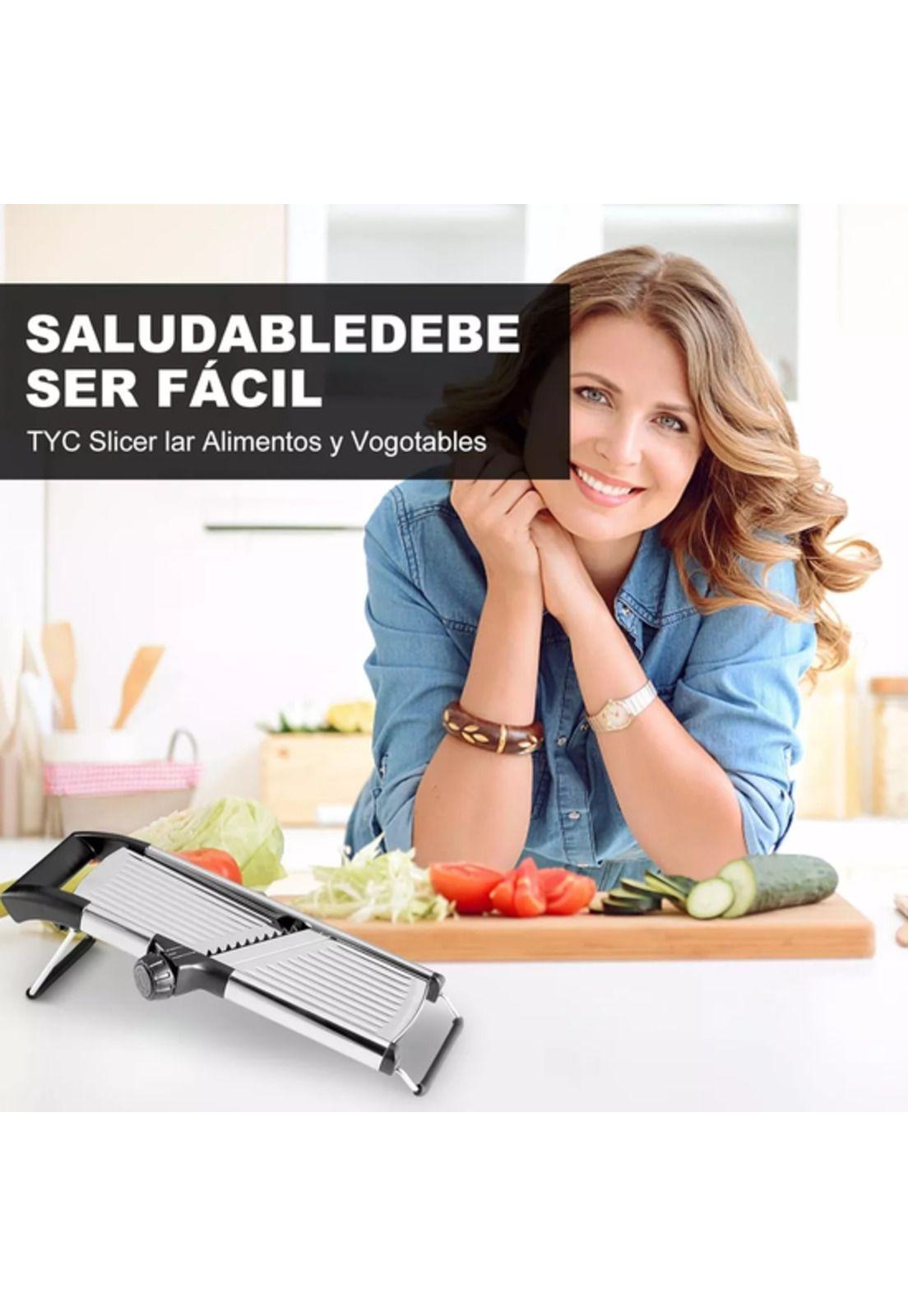 Mandolina cortador verduras rallador picador cocina negro-3