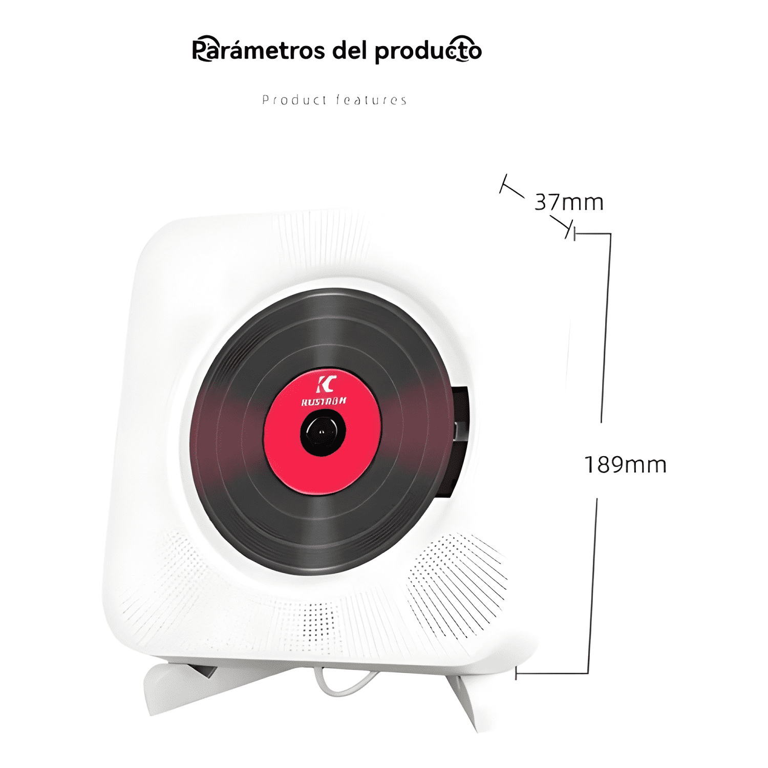 Reproductor de cd portátil parlante incorporado Blanco-4