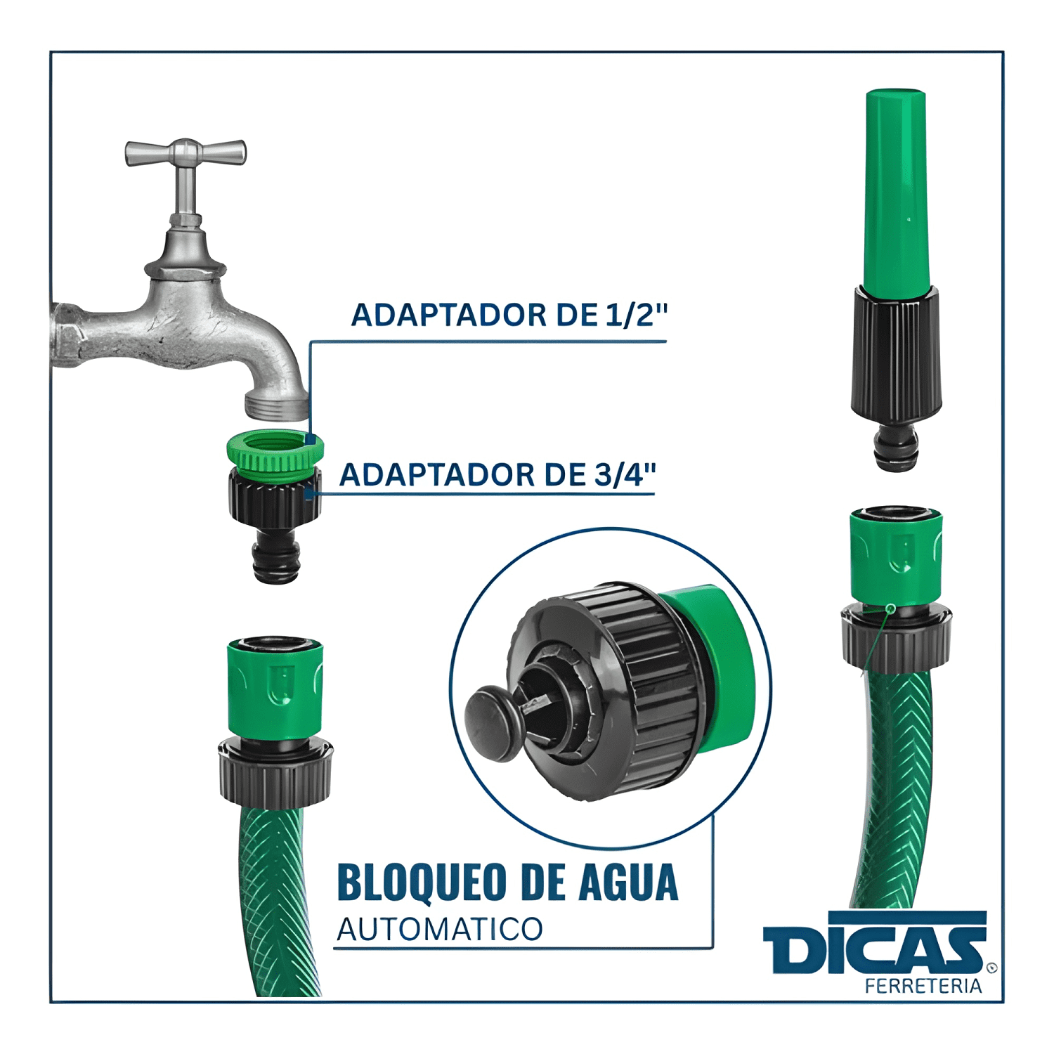Manguera jardin reforzada 1/2 pulgada 10 m con acoples-4