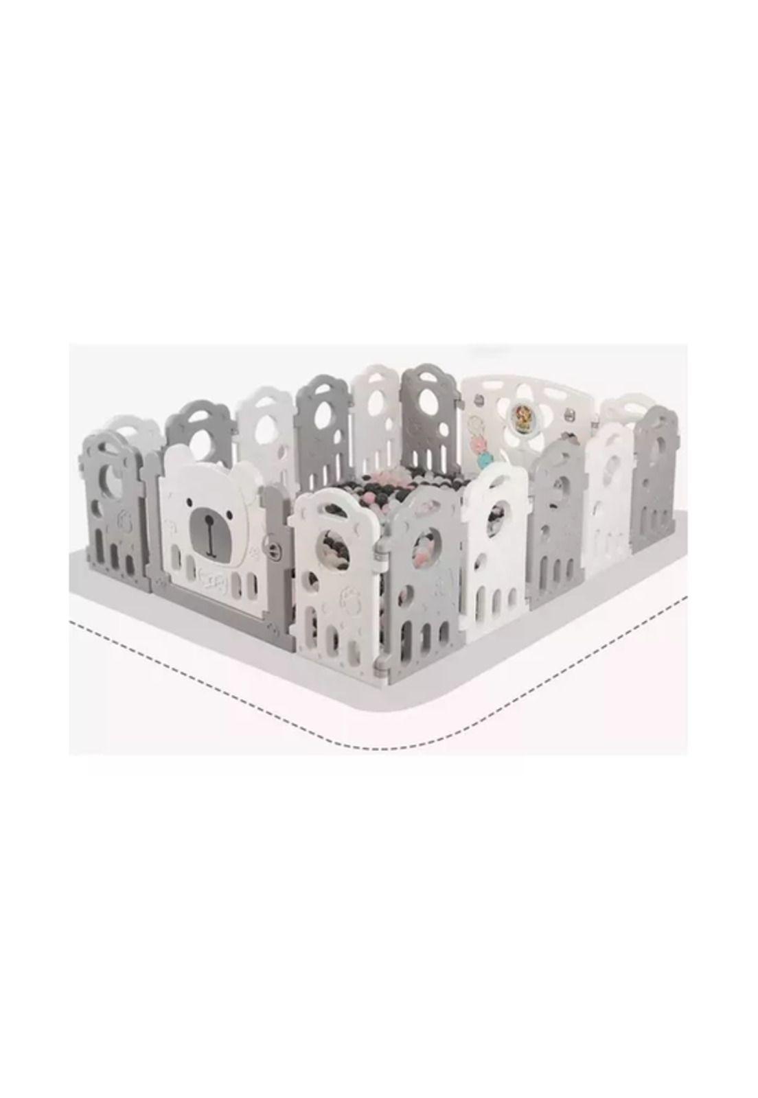 Corral plegable bebé armable con paneles de seguridad, gris-2