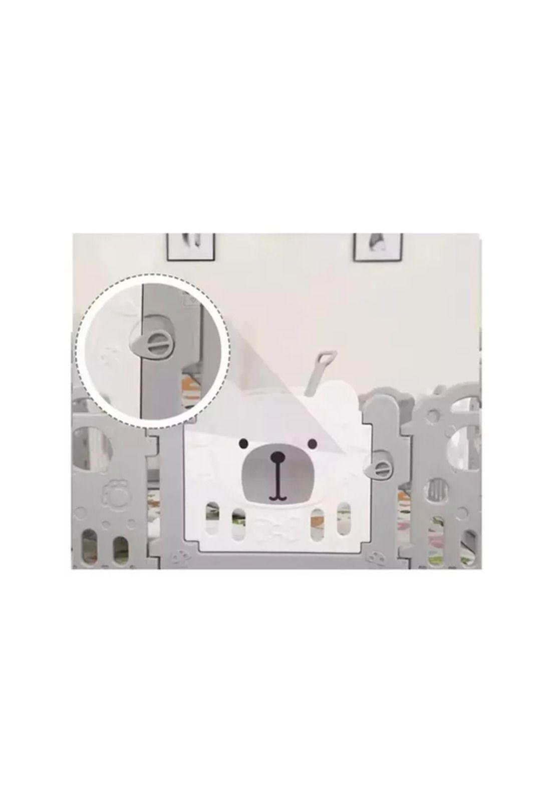 Corral plegable bebé armable con paneles de seguridad, gris-4