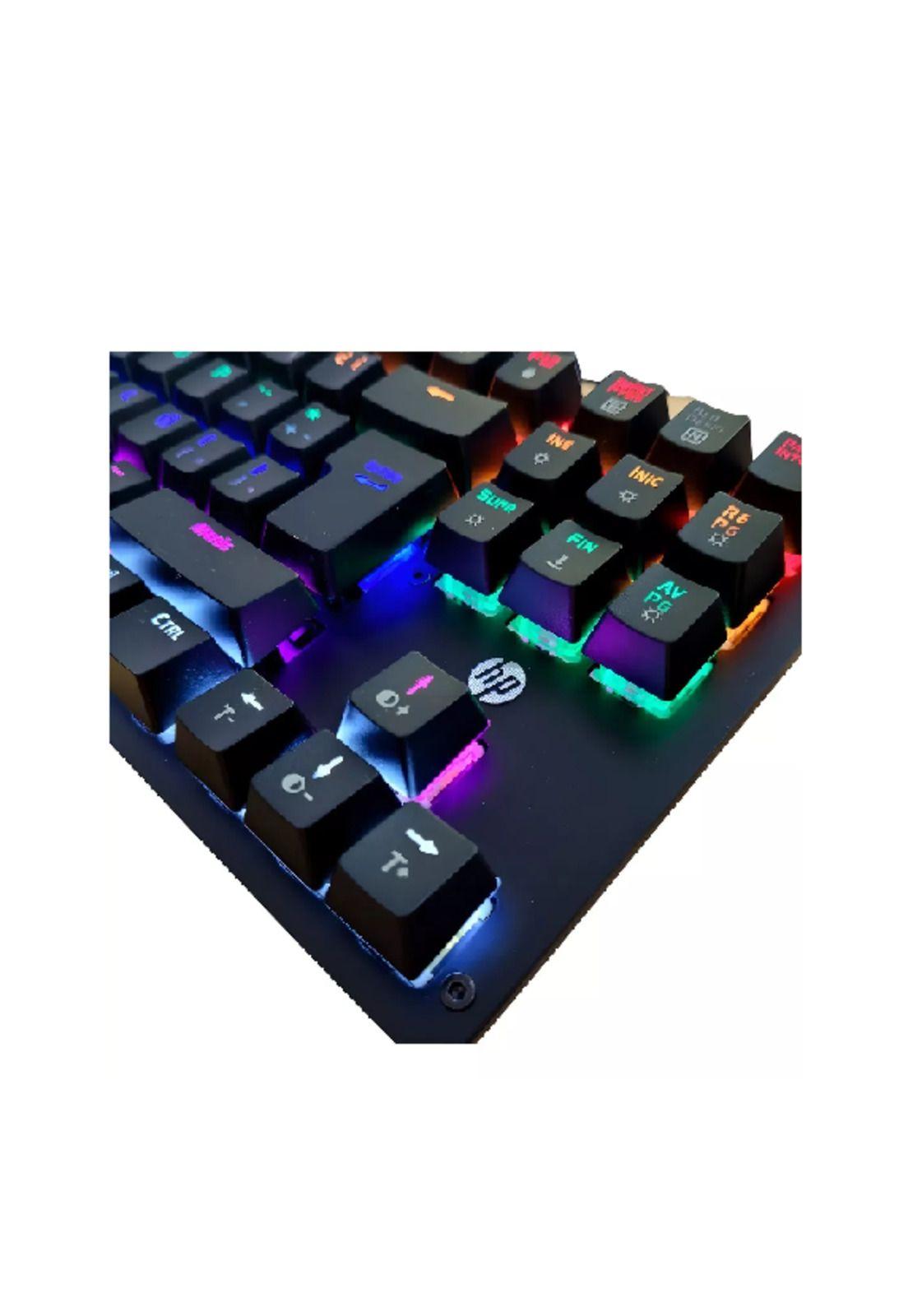 Teclado Gamer HP GK200 QWERTY HP Blue Español Negro con Luz RGB-2