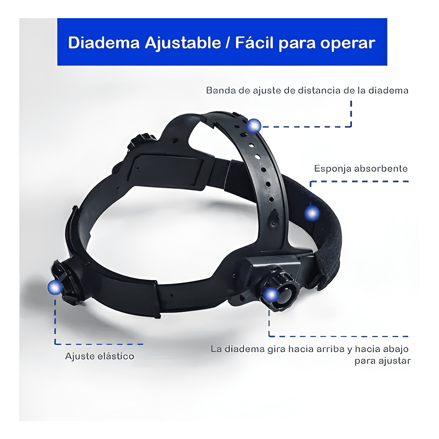 Máscara careta soldar fotosensible cinta acolchada negra-2