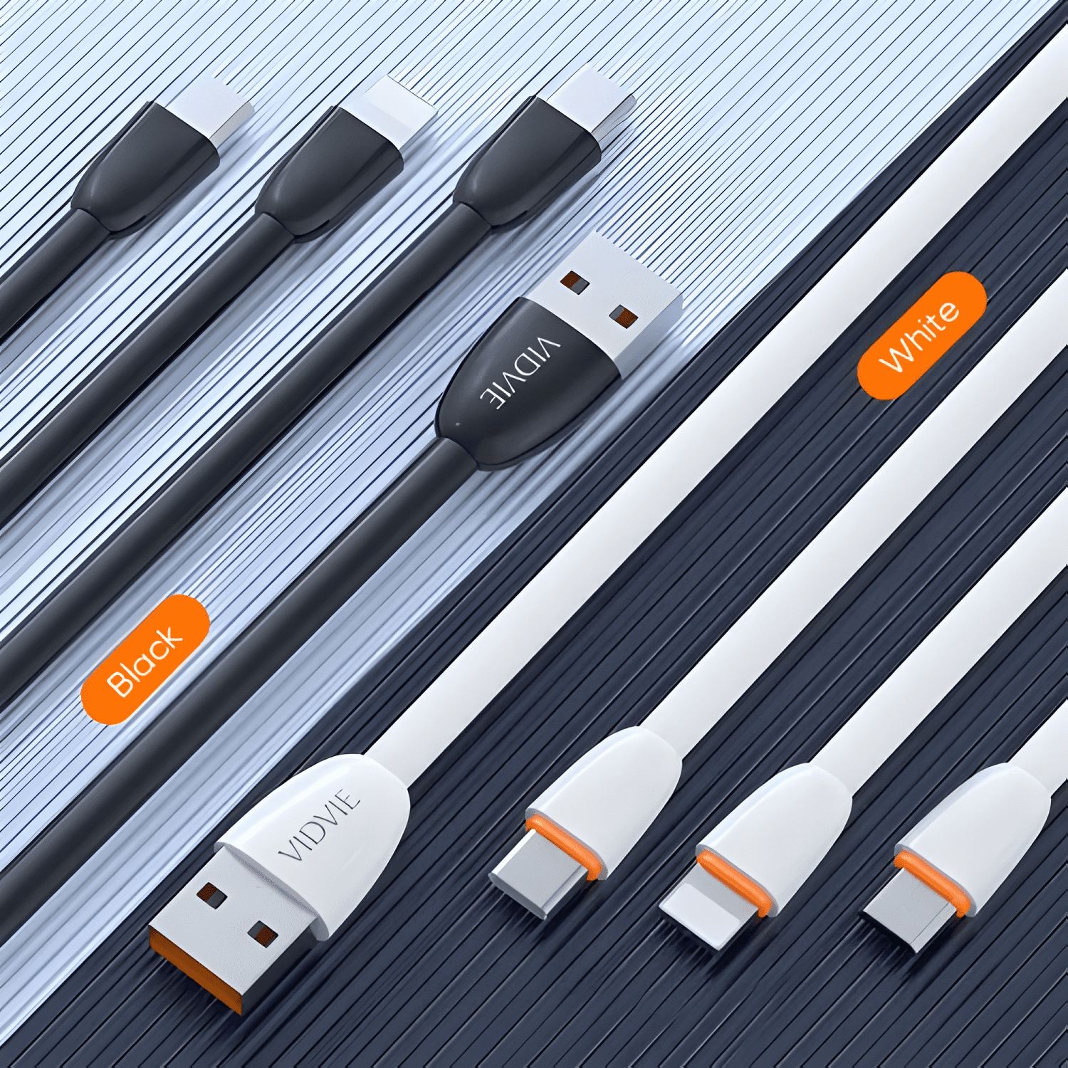 Cable micro USB vidvie 1m carga rápida 2.1a Blanco-3