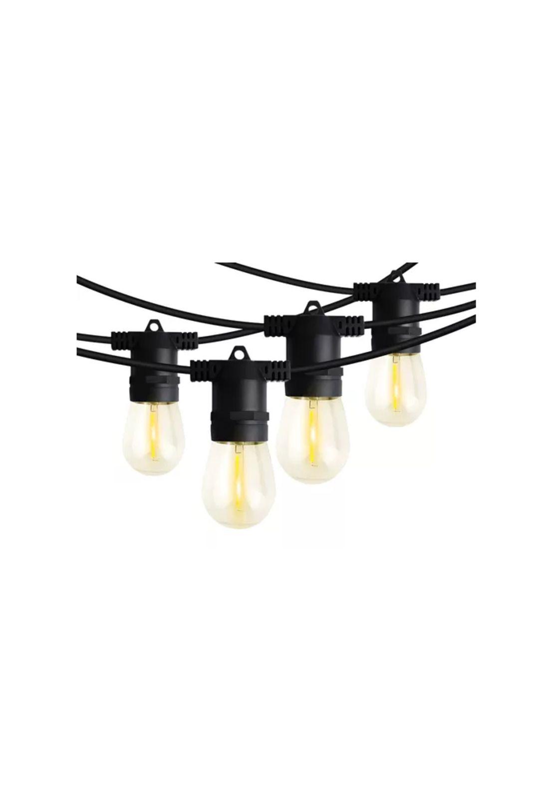 Luz guirnalda eléctrica led 10 ampolletas luz cálida 2700k negro-0