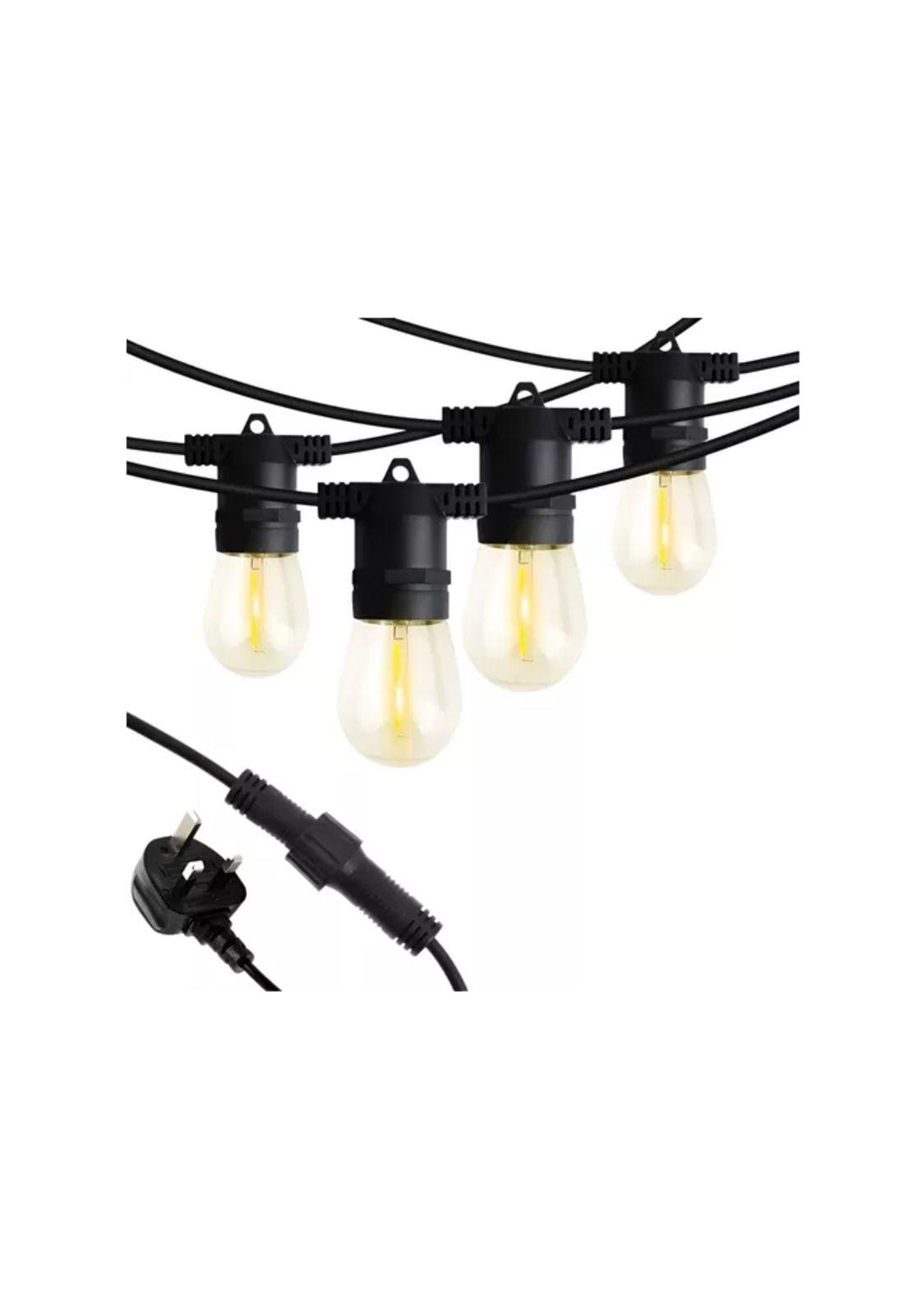 Luz guirnalda eléctrica led 10 ampolletas luz cálida 2700k negro-1