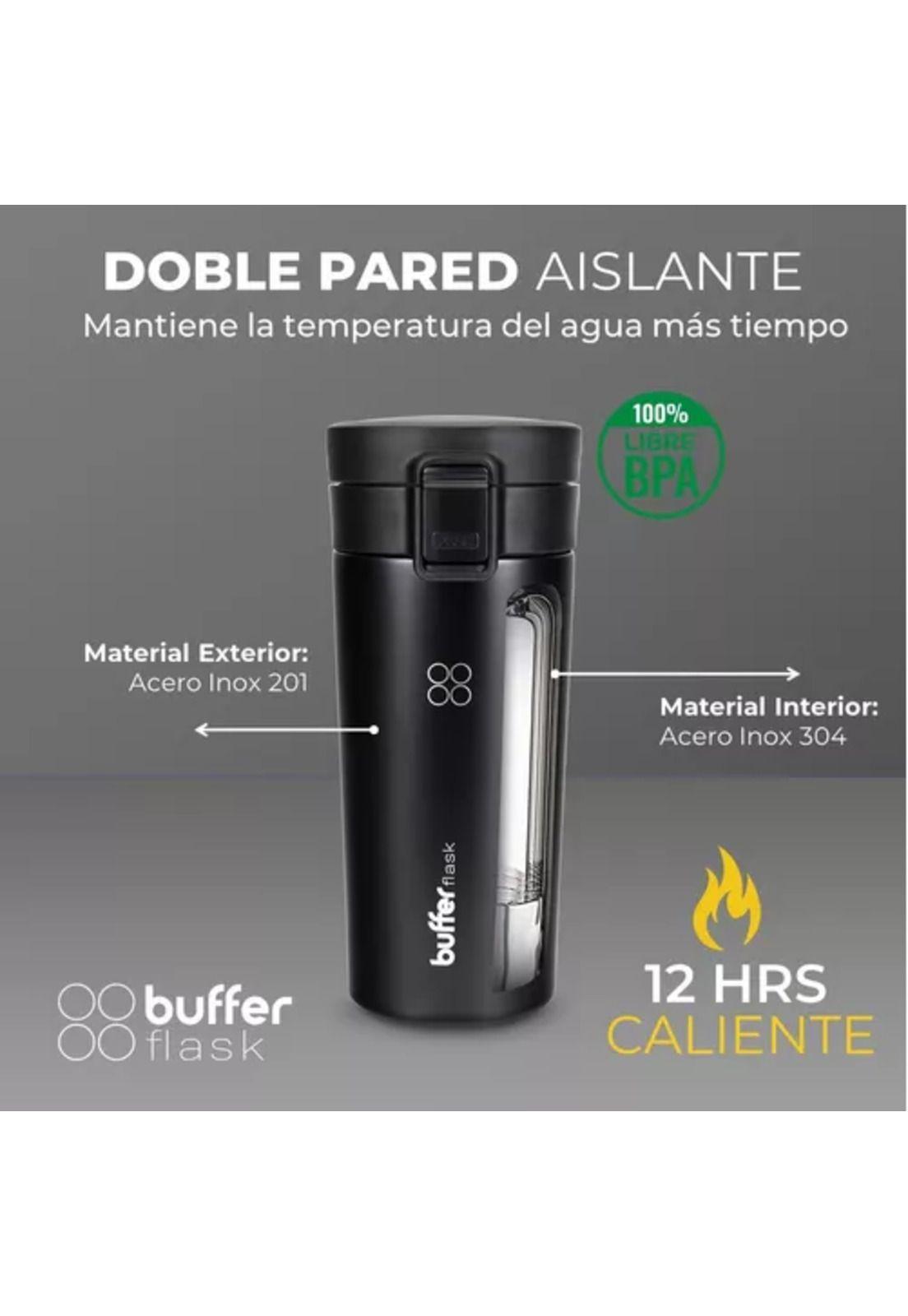 Buffer termo para café, mug vaso térmico, 380 ml, 13 oz, color negro-4