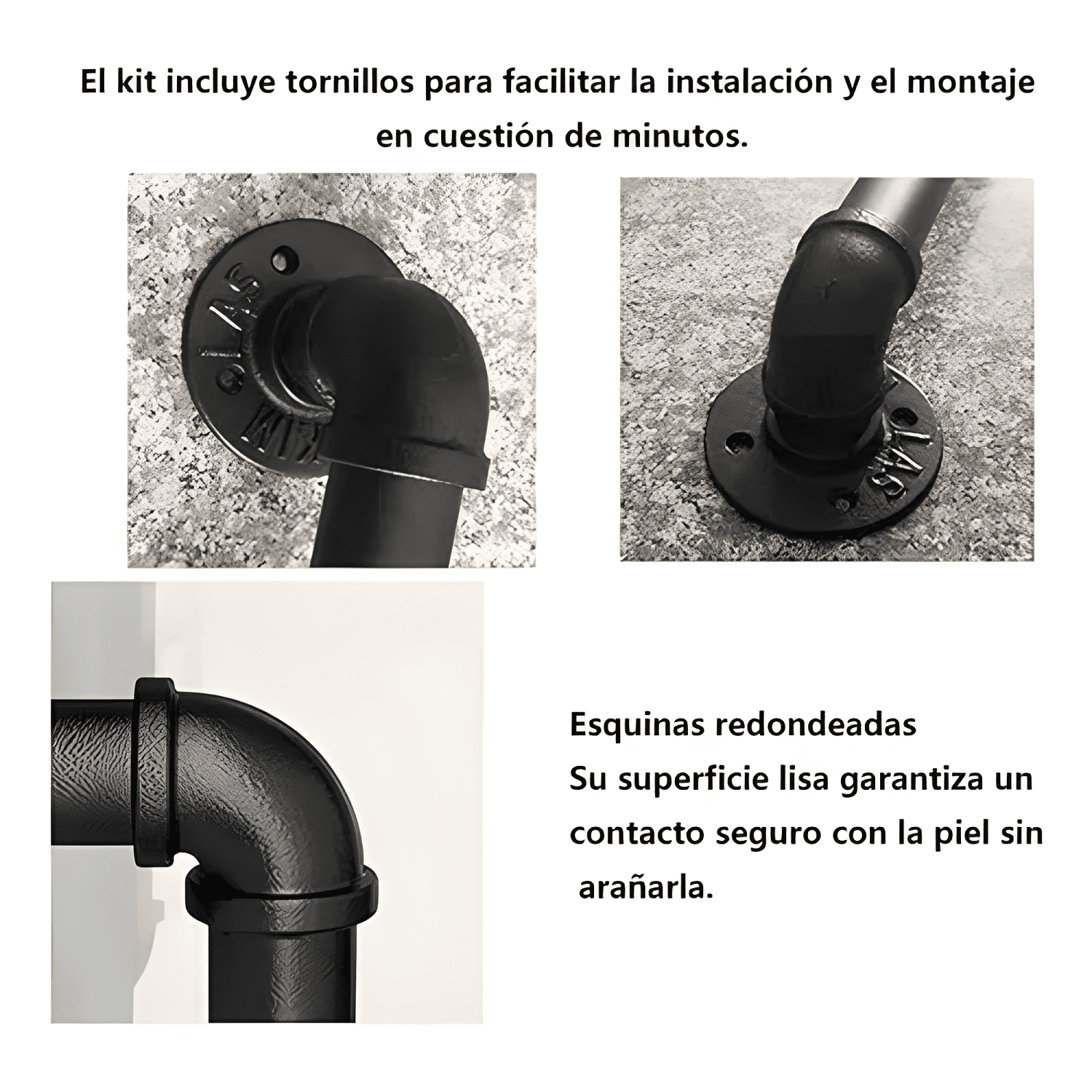 Manilla metálica multiusos 30 cm industrial, negro #2-1
