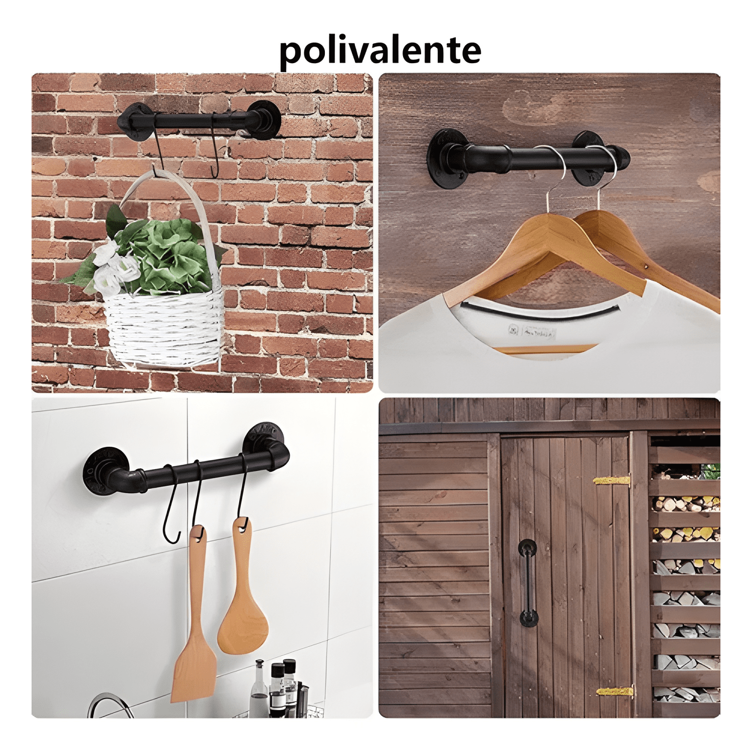 Manilla metálica multiusos 30 cm industrial, negro #2-2