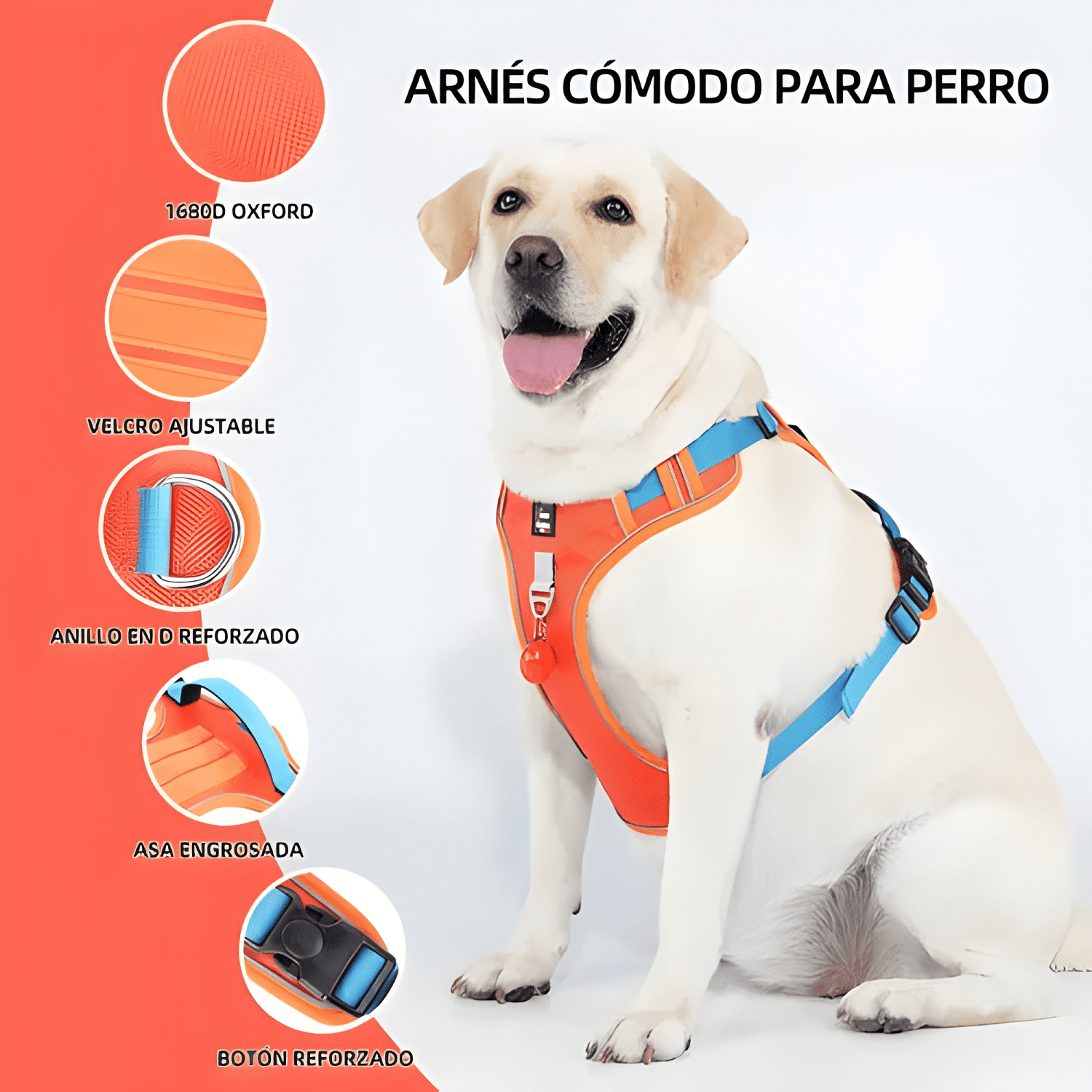 Arnés pechera reflectante para perros con correa-2