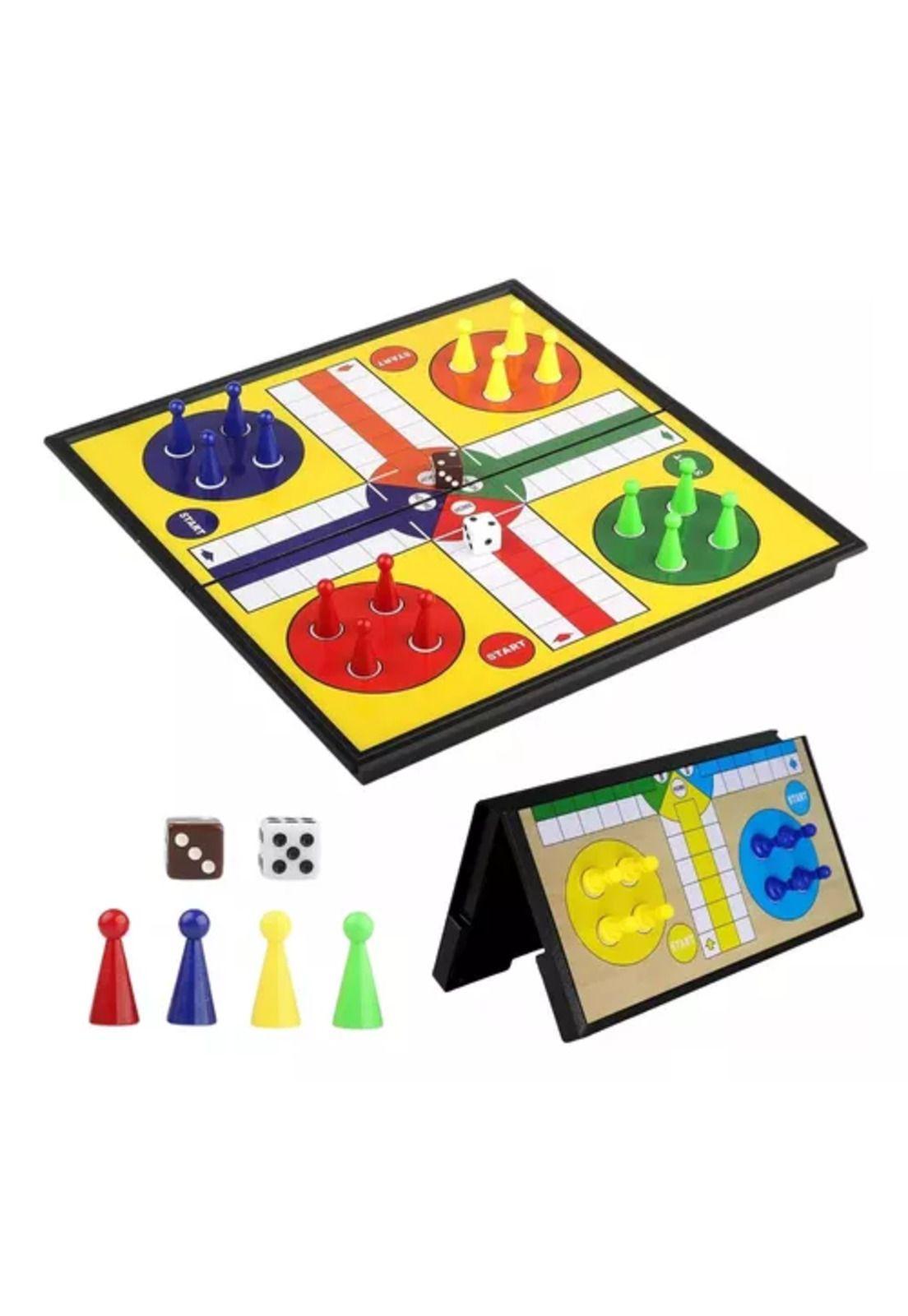 Juego de mesa 3 en 1: ludo, damas y ajedrez familiar-3