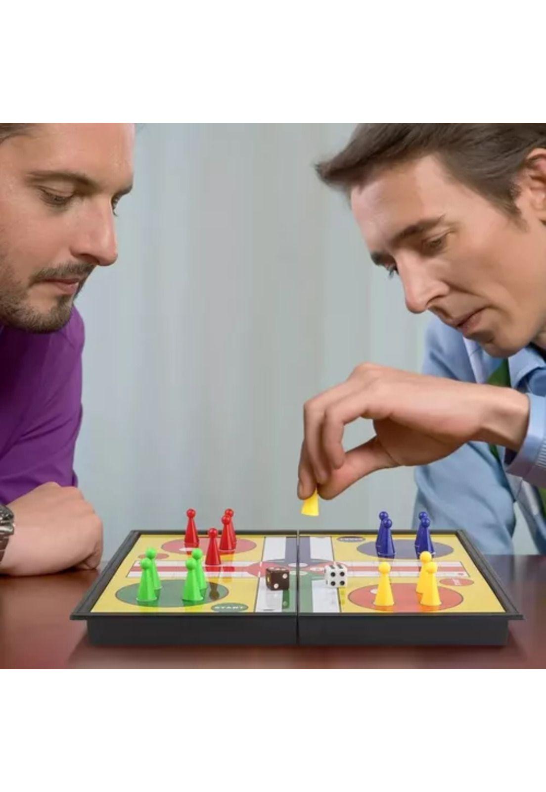 Juego de mesa 3 en 1: ludo, damas y ajedrez familiar-5