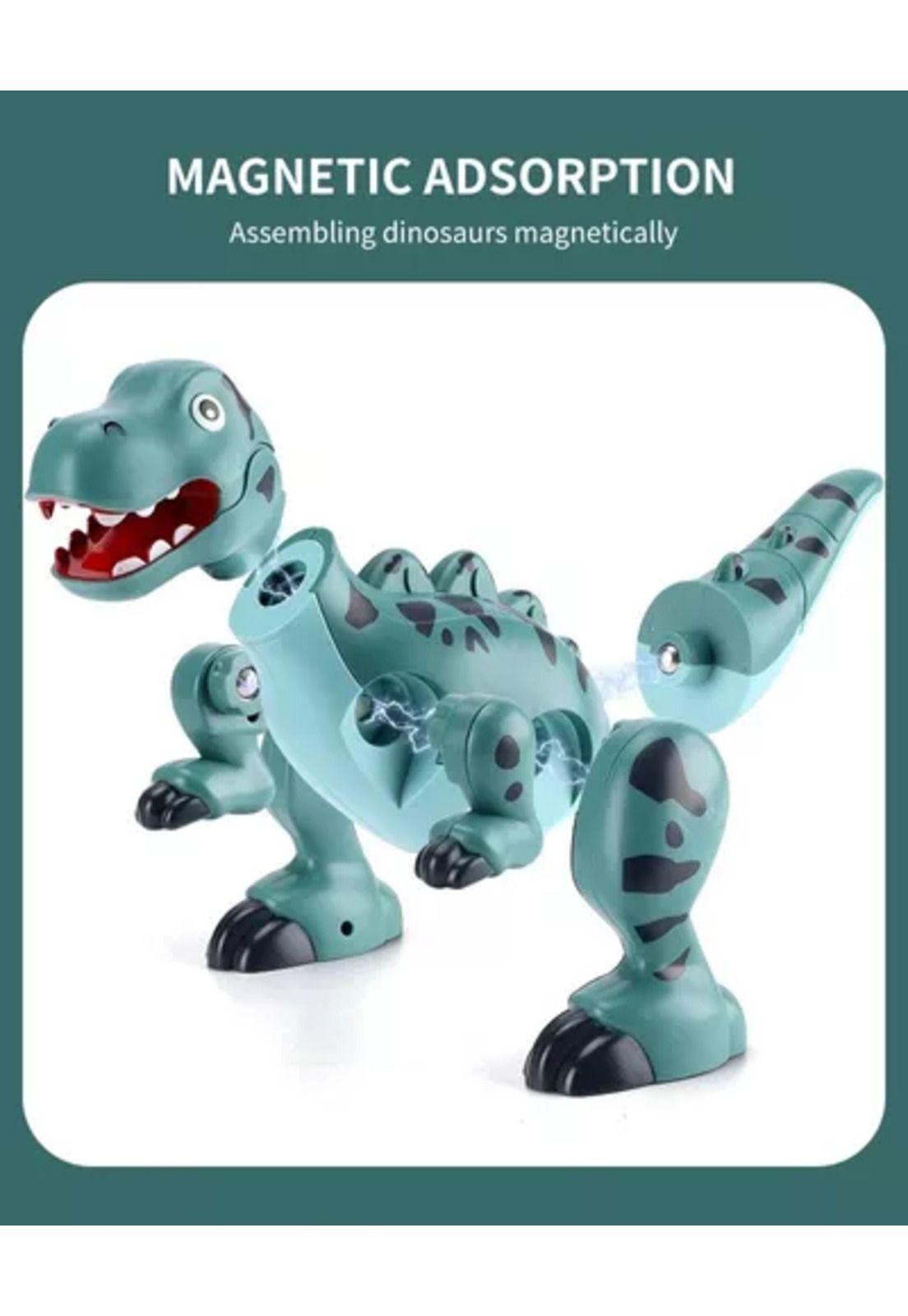 Dinosaurios pequeños de construcción magnéticos para niños verde-3