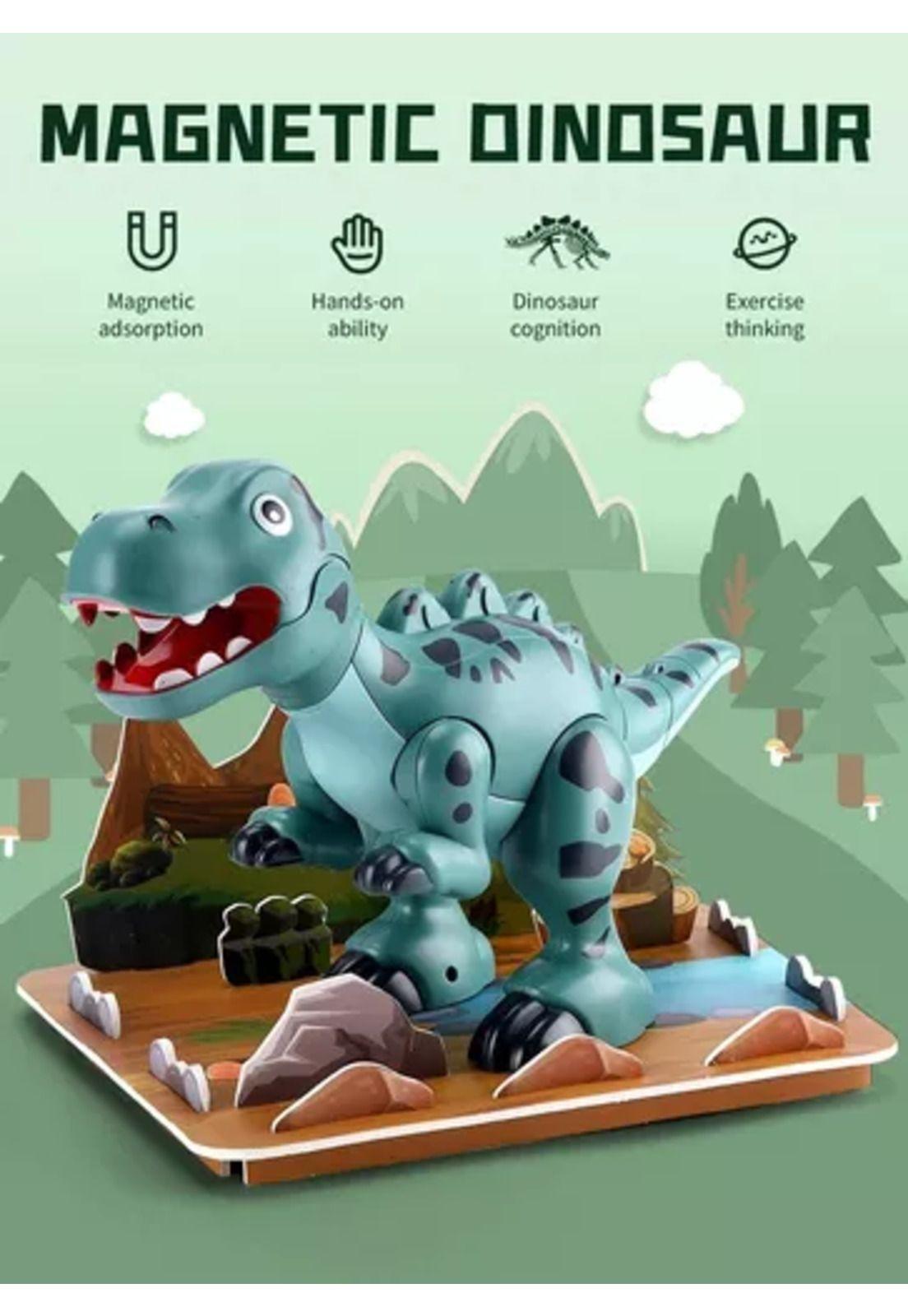 Dinosaurios pequeños de construcción magnéticos para niños verde-4