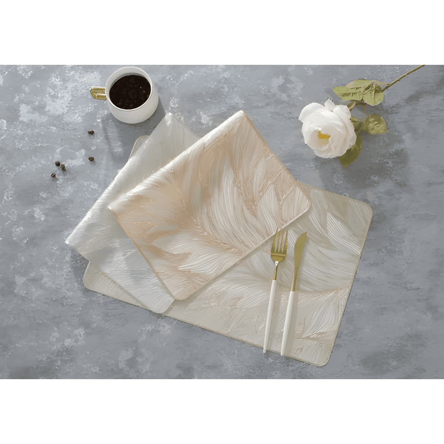 Mantel individuals plumas en relieve aislamiento térmico #2-1