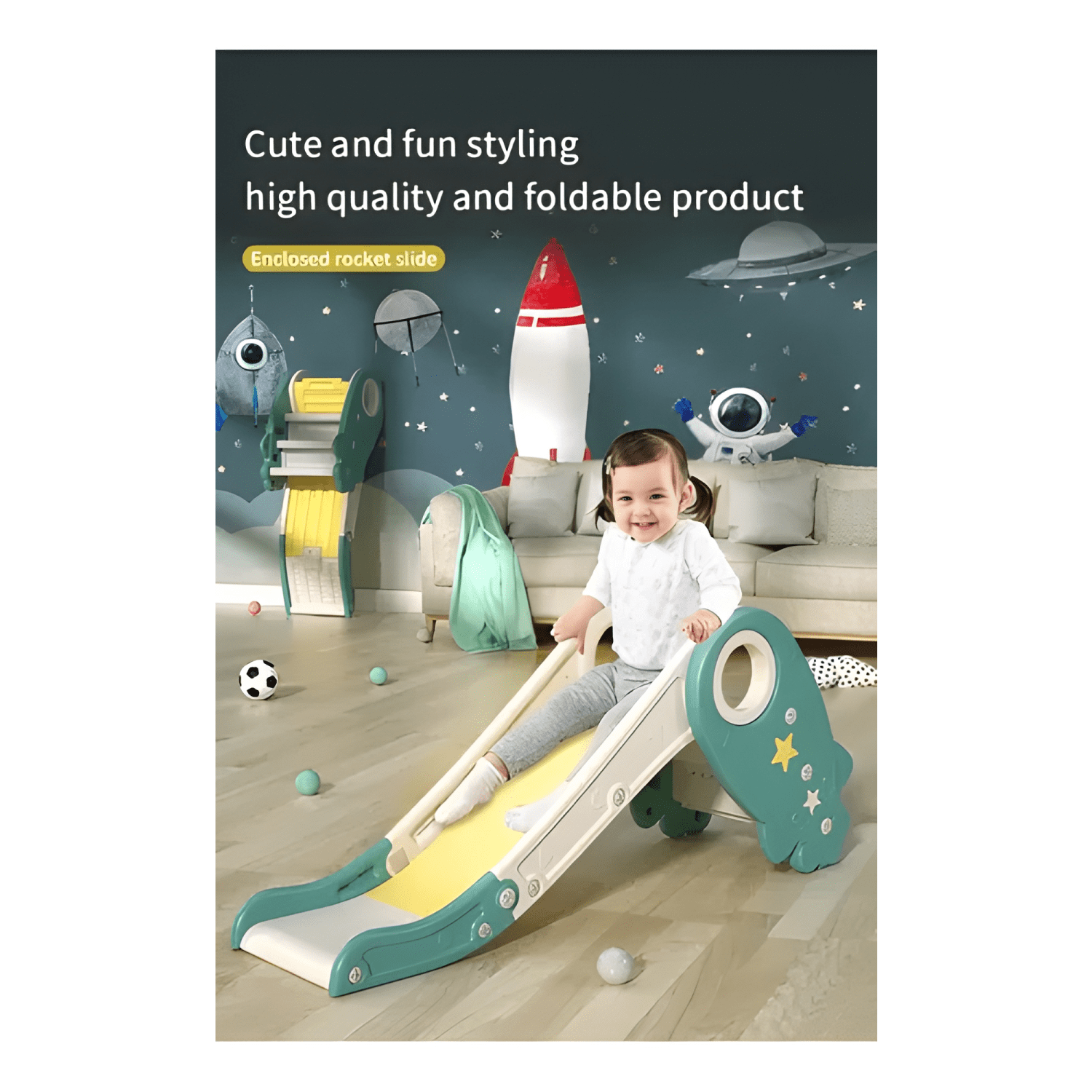 Resbalín cohete plegable de plástico para niños #2-1