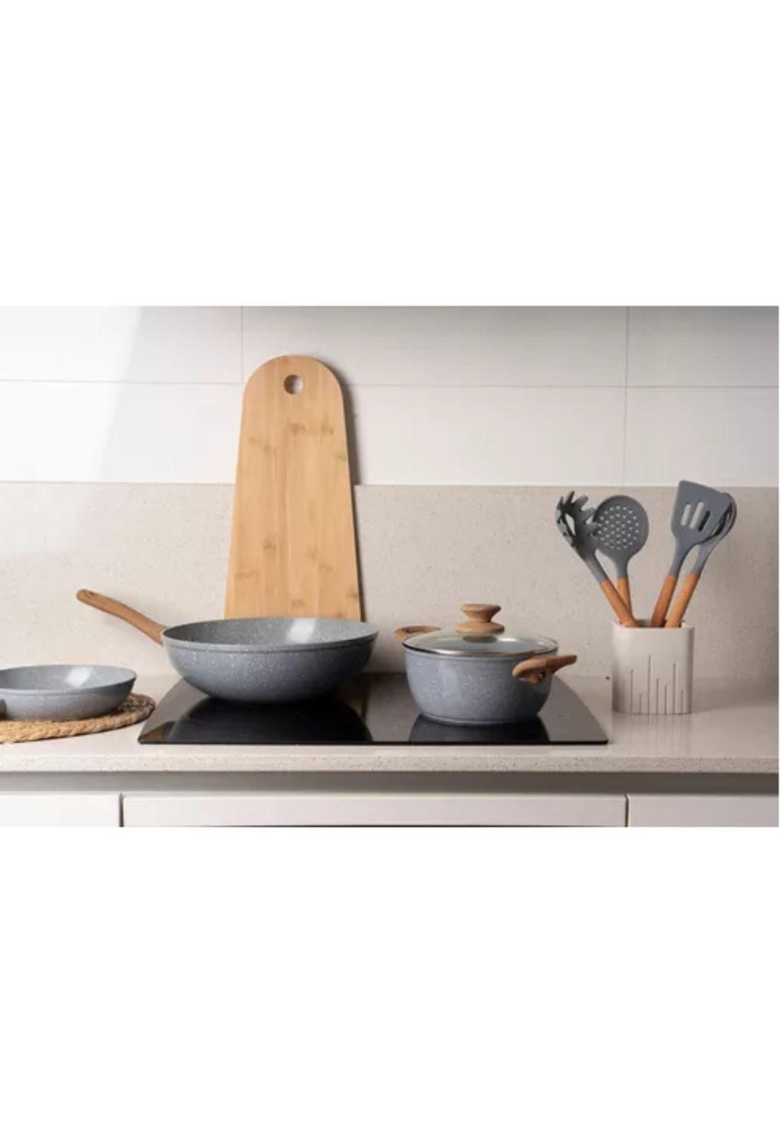 Batería de cocina de 10 piezas, antiadherente, cerámica marmolada-3