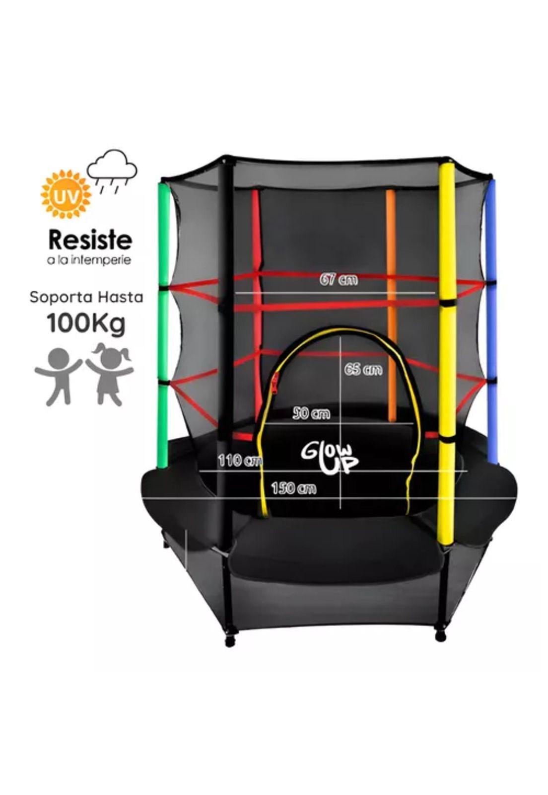 Cama elástica Glowup 1.40 m malla seguridad superior-1