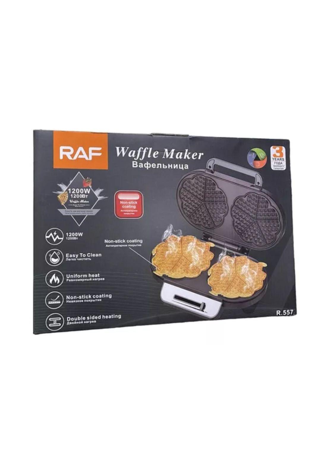 Wafflera doble eléctrica R-557 1200W, máquina de waffles, color plateado-5
