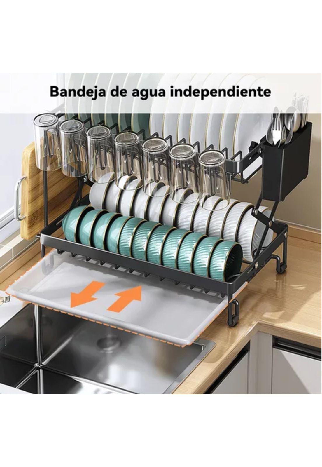 Secador escurridor plegable de platos, 2 niveles, cocina-2