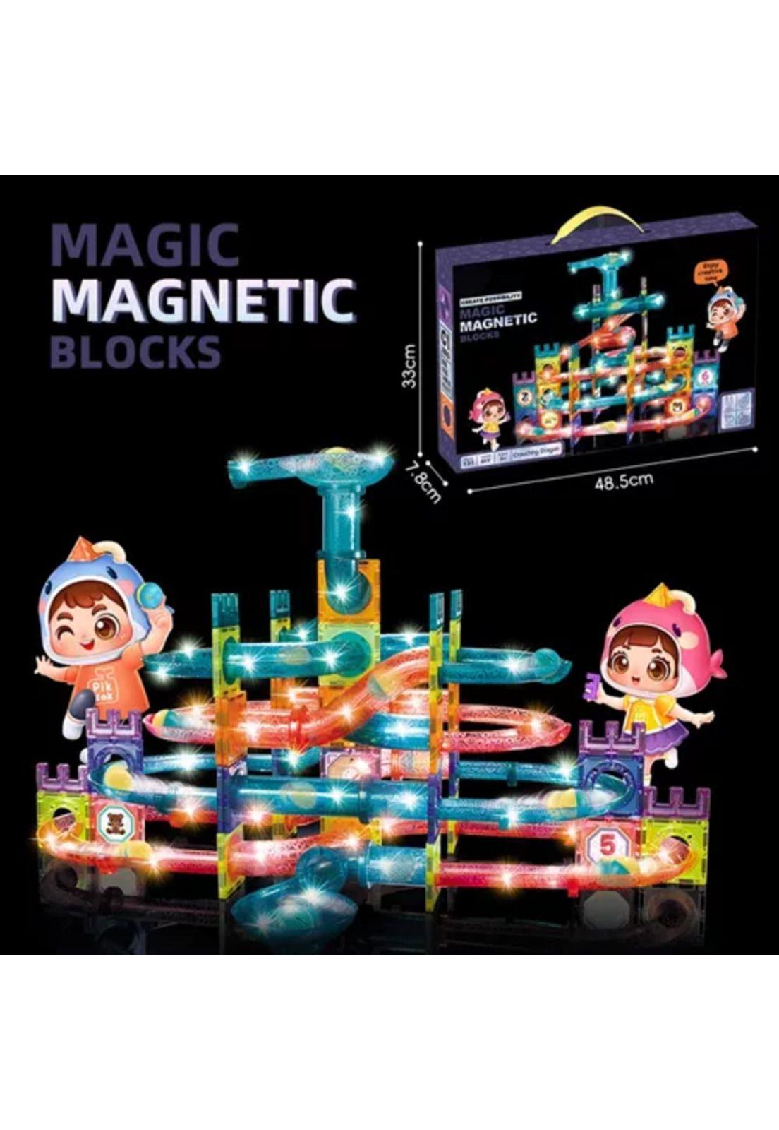 Bloques magnéticos de construcción didácticos y bolitas 131 piezas multicolor-4