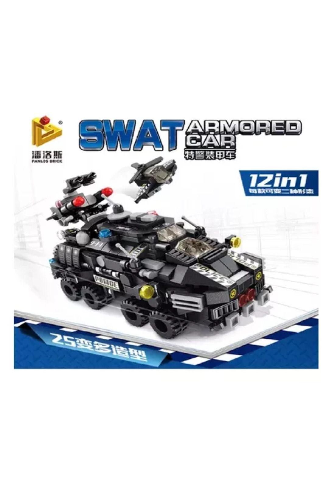 Camión de policía 12 en 1 SWAT, armored car negro-3