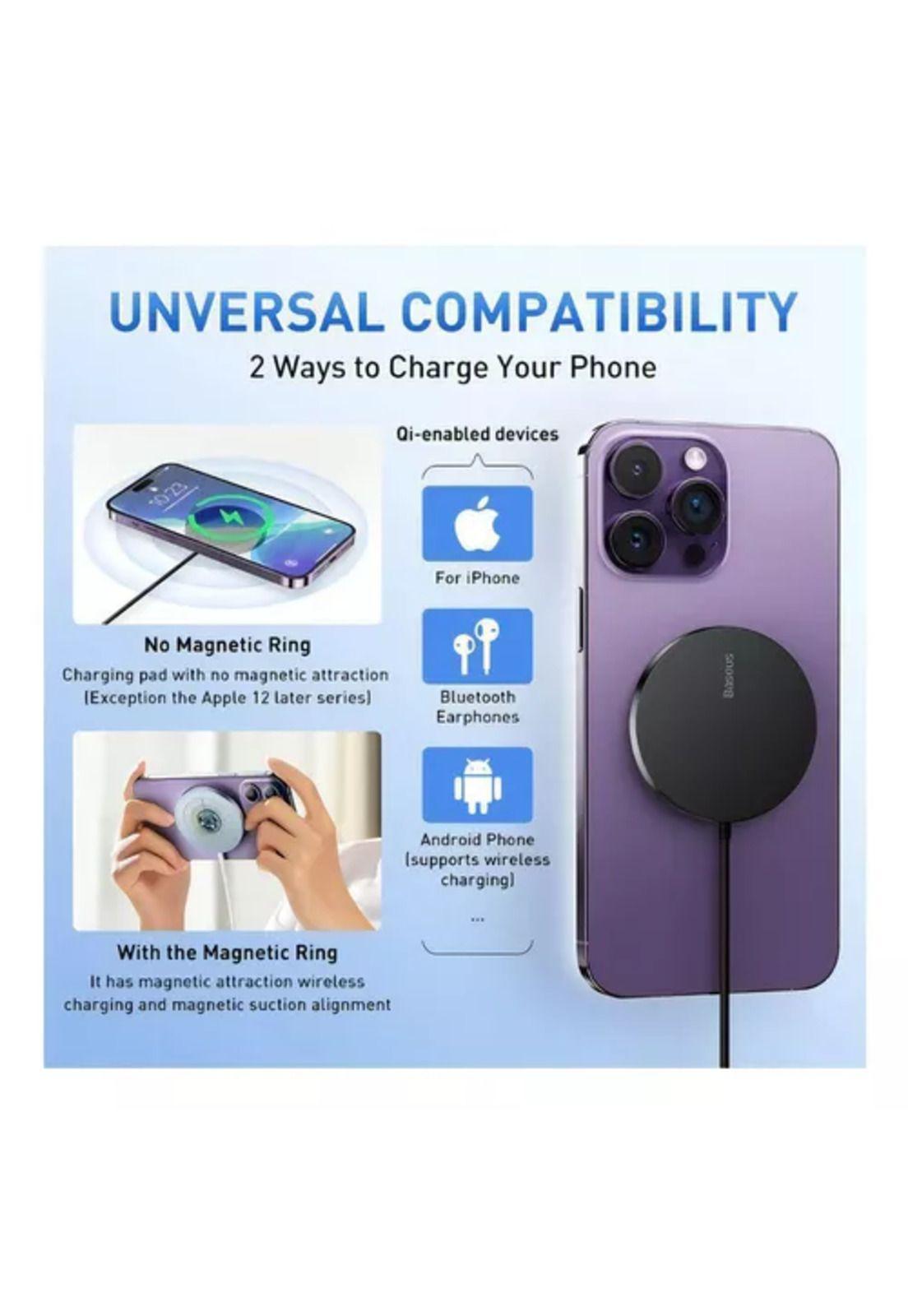 Cargador inalámbrico magnético Baseus 15W para iPhone 12/13 negro-3