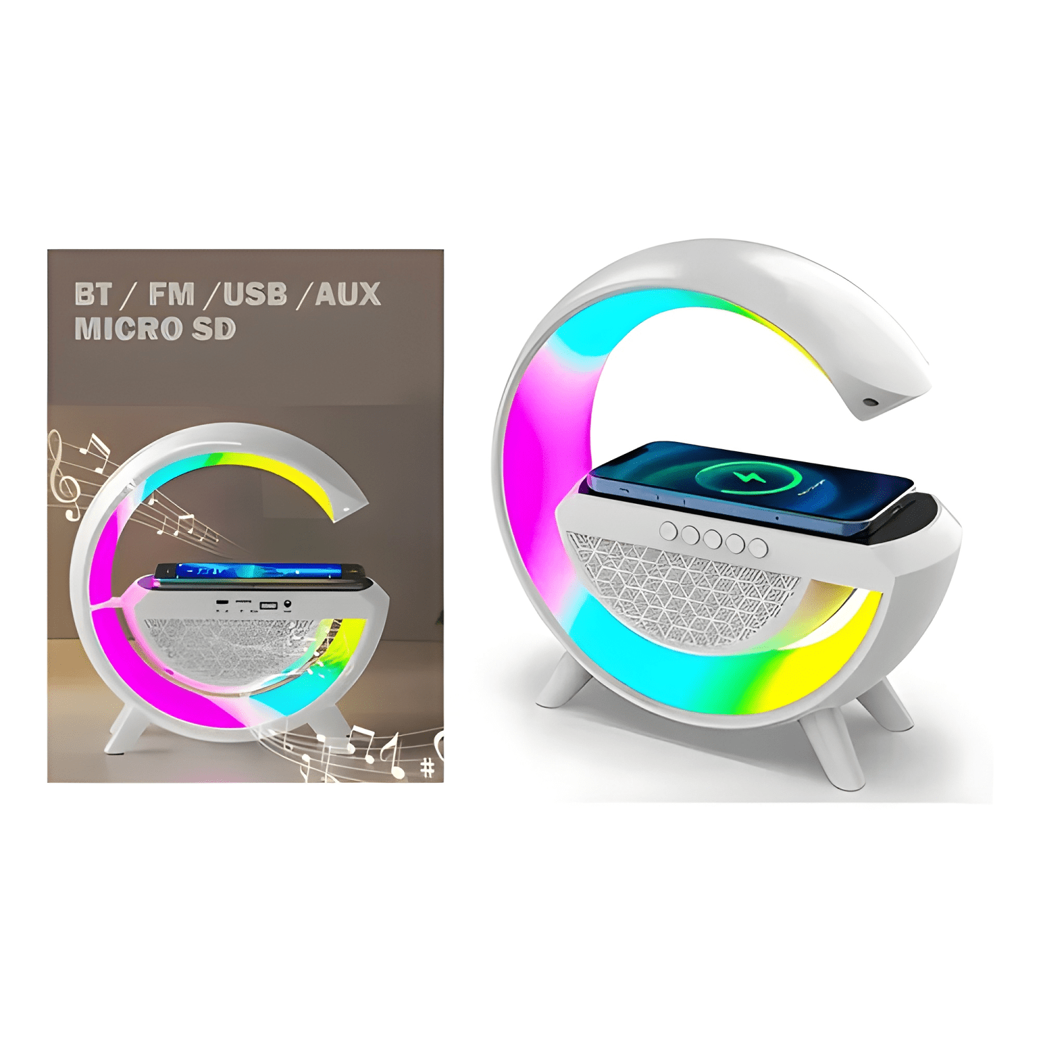 Parlante luminaria g speaker portátil bluetooth wifi Blanco-4
