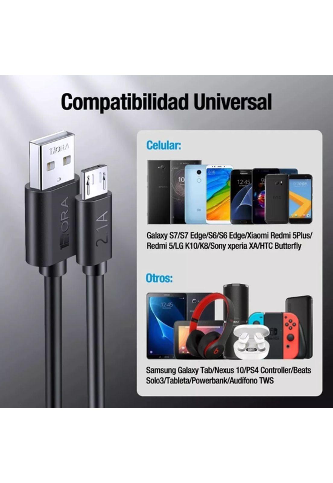Cable micro USB V8 1m 2.1A 1 hora CAB236 negro-2