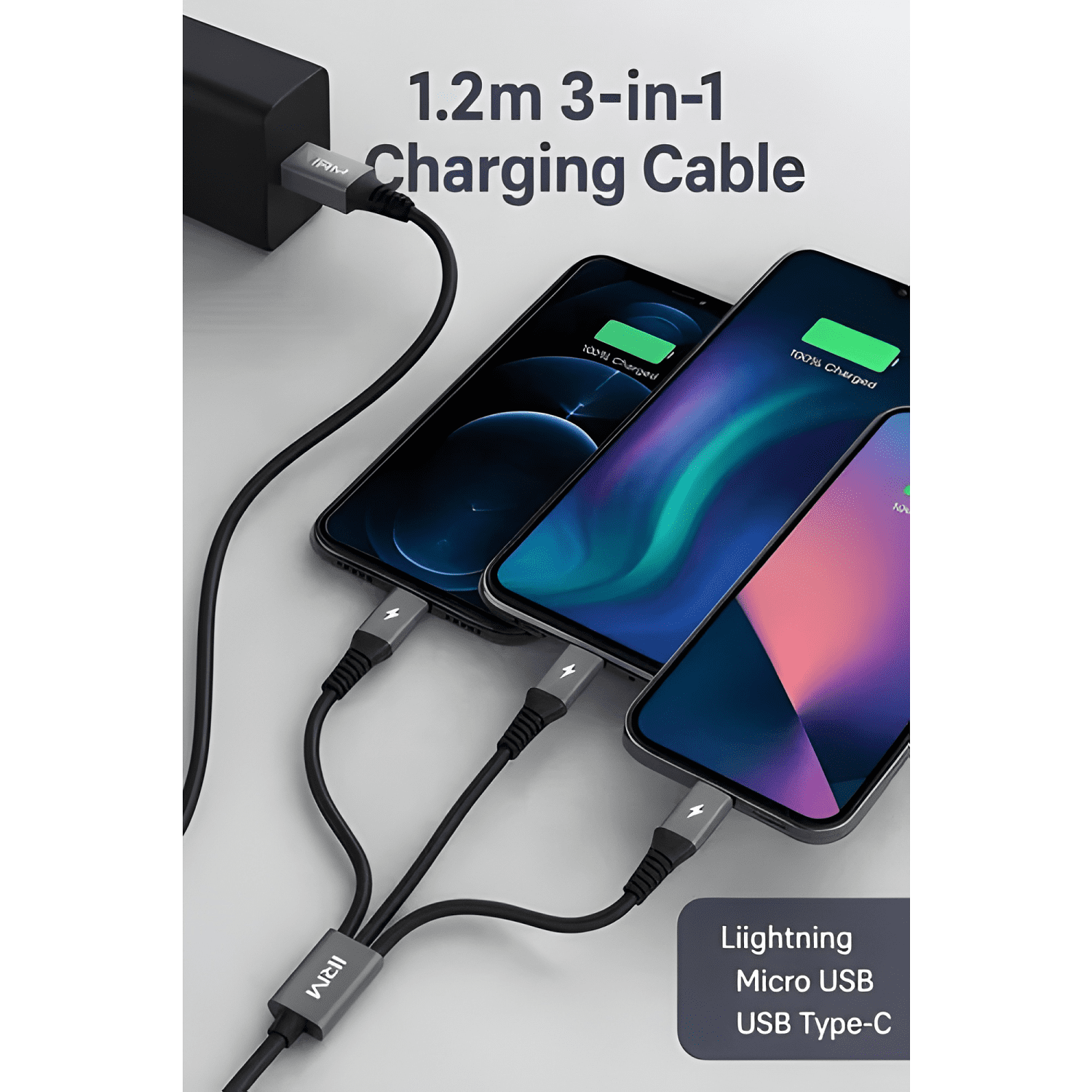 Cable multicargador m2, 3 en 1, conectores compatibles-2