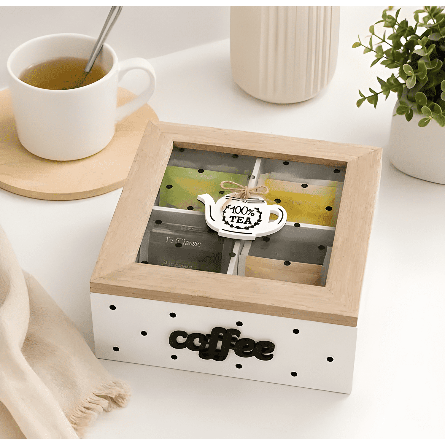 Organizador para bolsas de té 4 divisiones decorativo-0