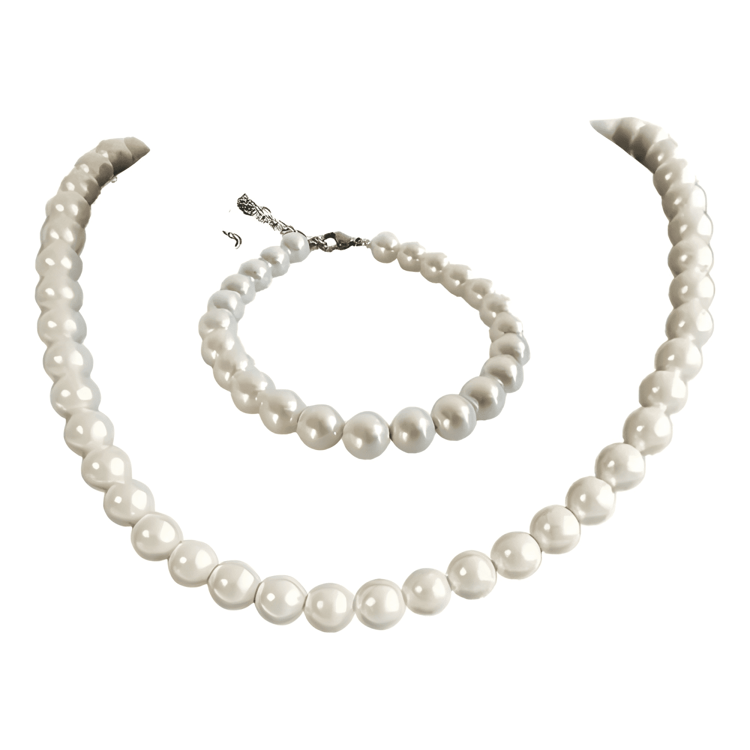 Set cadena + pulsera gargantilla collar de perlas elegantes-0
