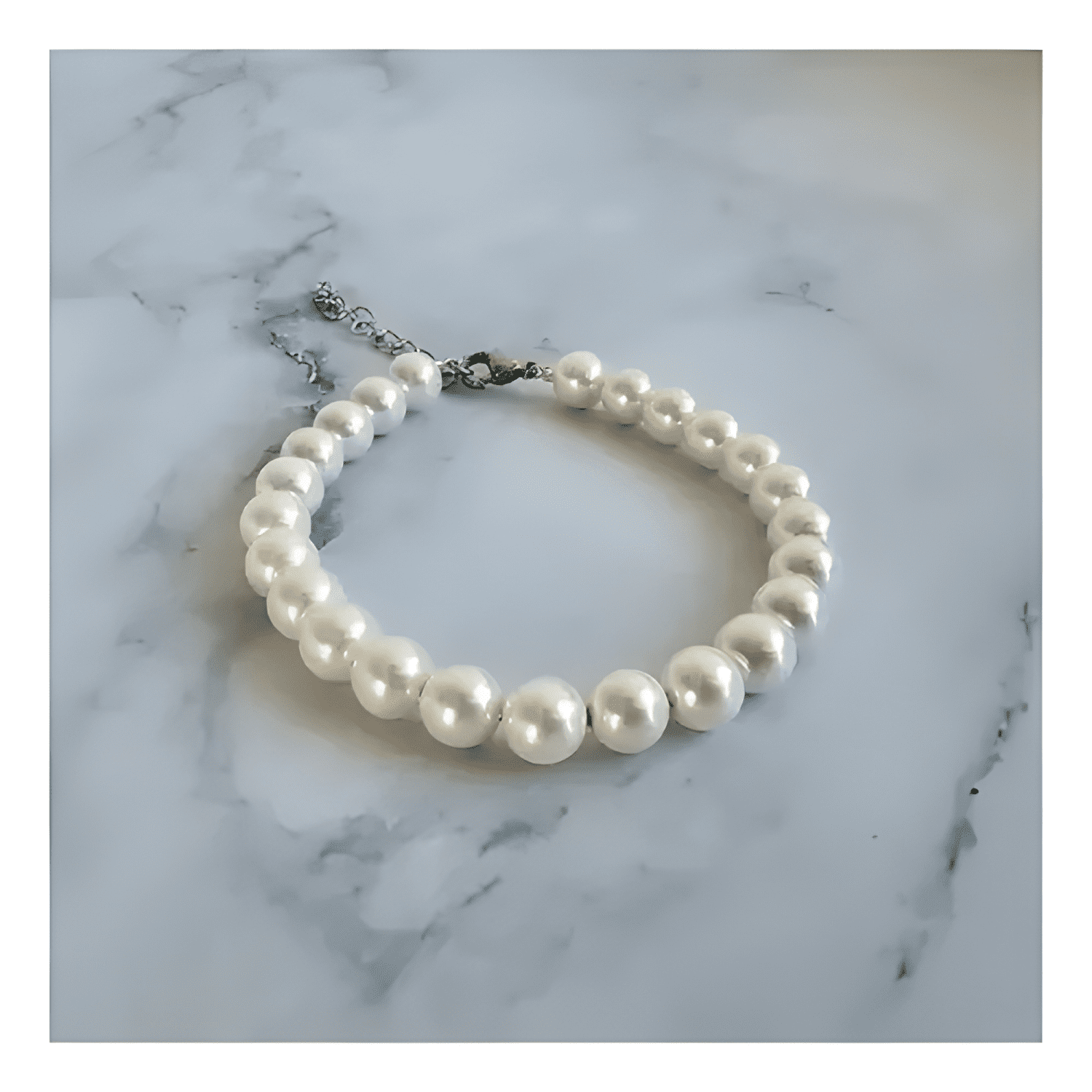 Set cadena + pulsera gargantilla collar de perlas elegantes-2