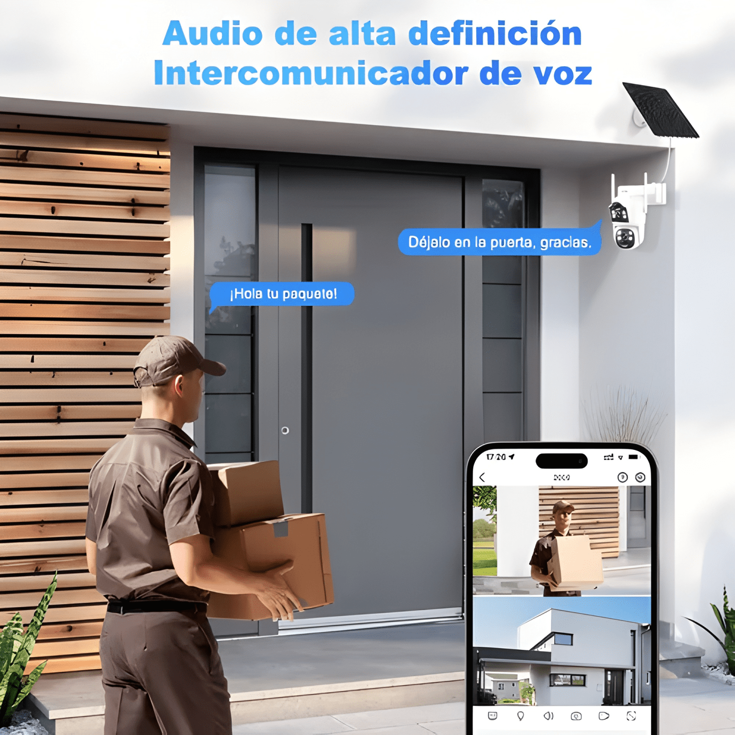 Atsg® Solar Doble Lente Cámara de Seguridad Exterior 2k-3