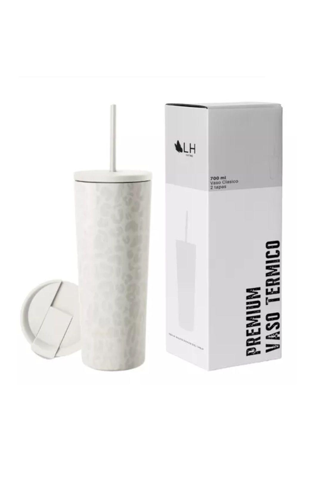 Vaso térmico mug LH 700 lt, acero inoxidable, blanco leopardo-1