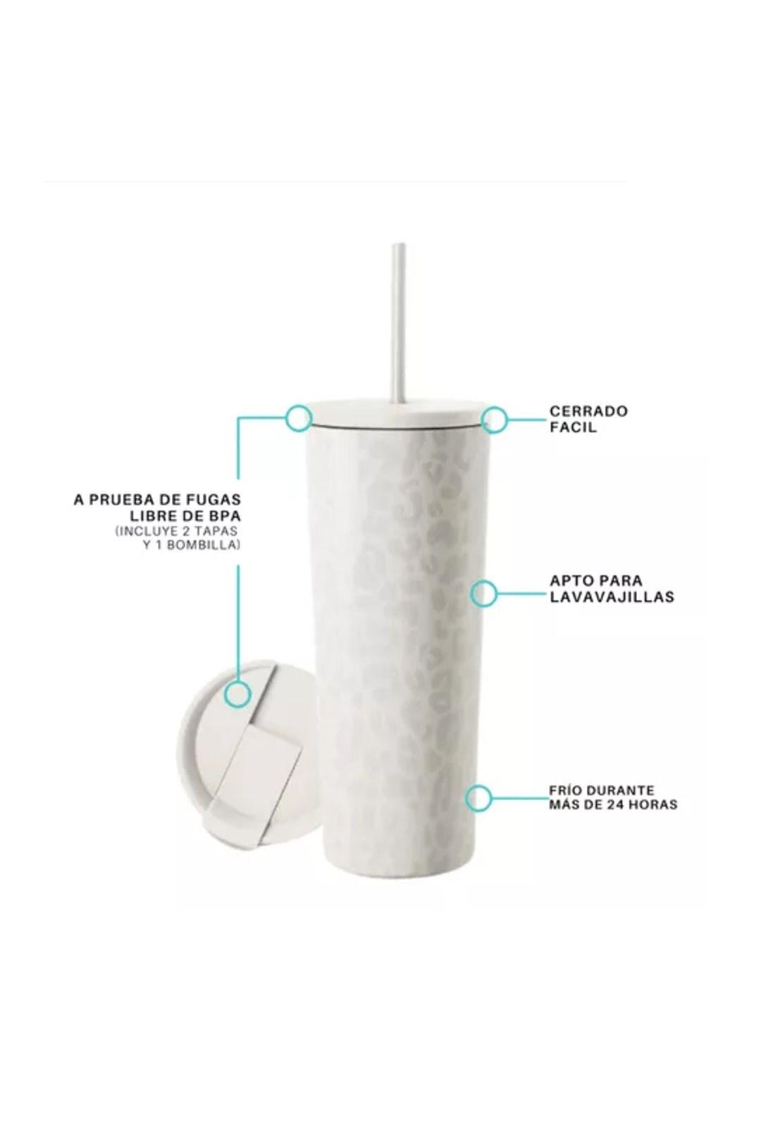 Vaso térmico mug LH 700 lt, acero inoxidable, blanco leopardo-2