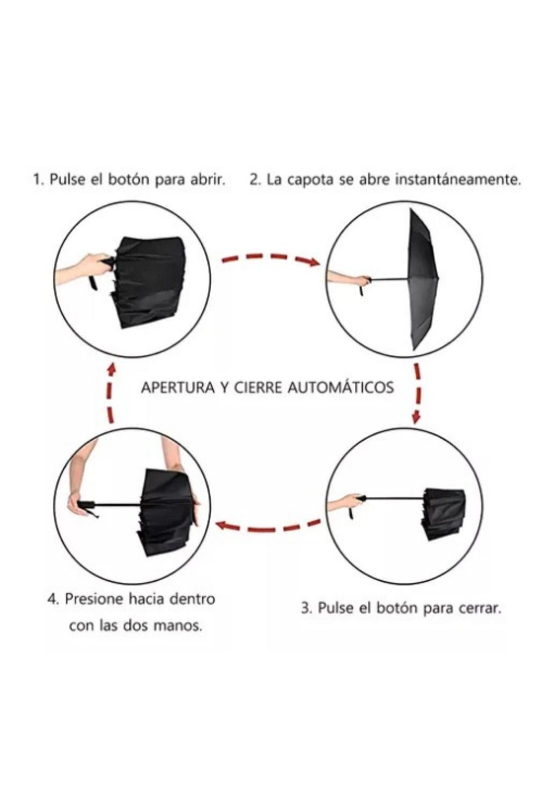 Paraguas pliegue automatico marco soporte color negro-5