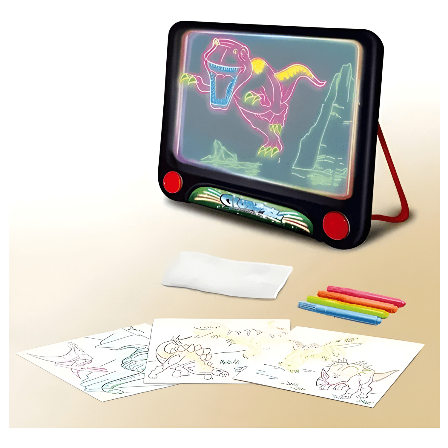 Pizarra mágica 3d LED yi ma toys con plumones neón Negro-4