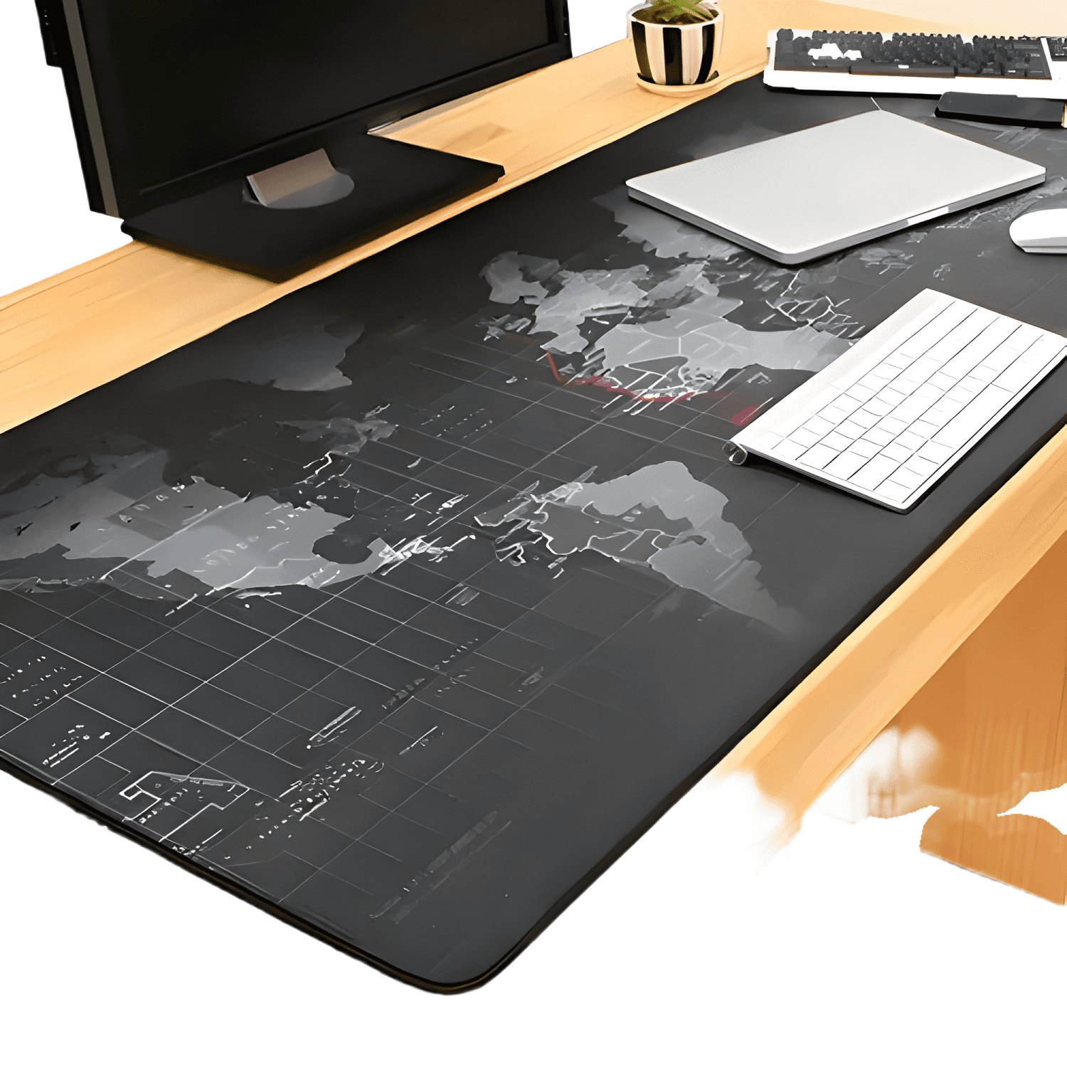 Mouse Pad Gamer Mapa Mundo 90x40 Xl Mousepad Pg Negro-0