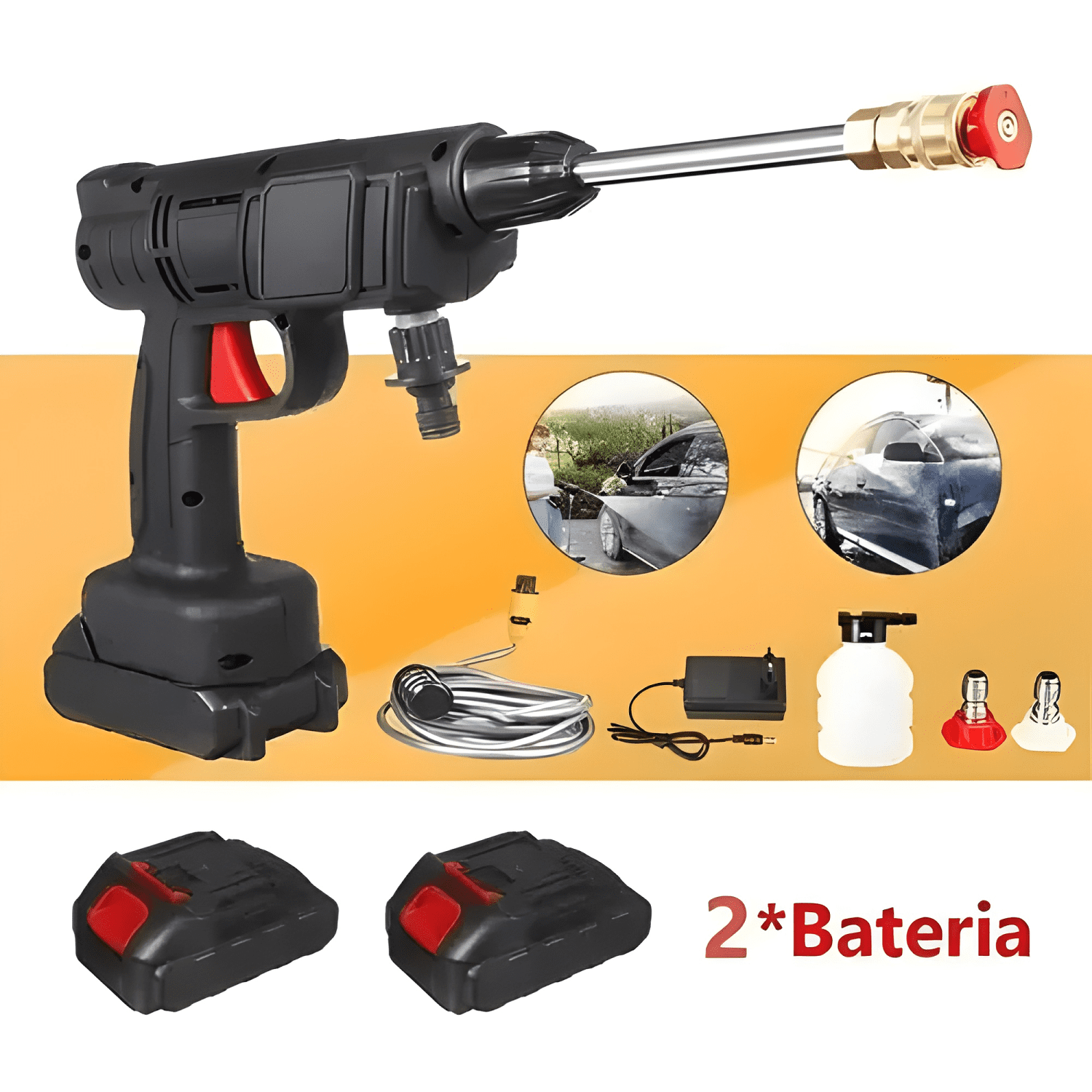 Lavadora De Alta Presión Portátil + 2 Baterías #1-2