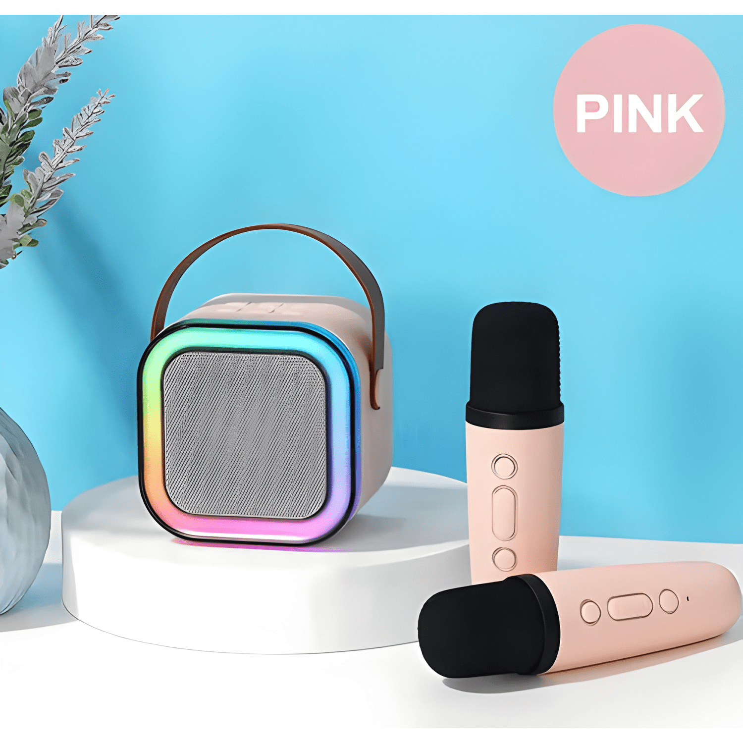 Parlante karaoke altavoz bluetooth k12 micrófono Coral claro-4