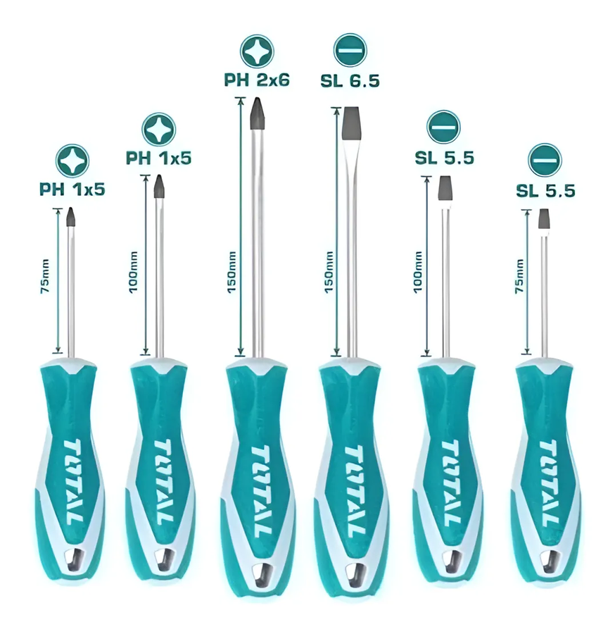 Destornillador Set 6 Piezas Total Linea Profesional-0