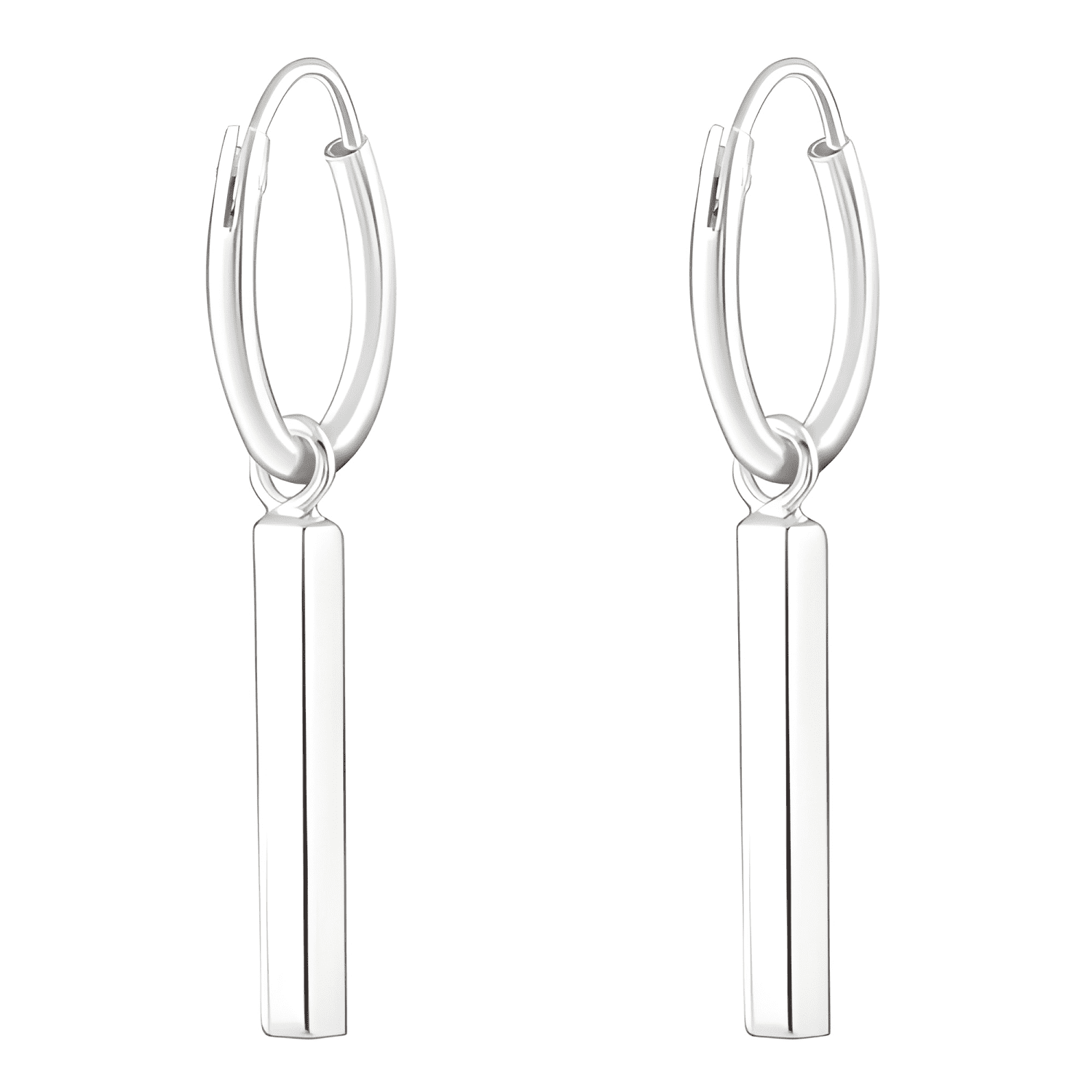 Argollas Con Colgantes Barra Para Hombre Y Mujer Plata 925-0