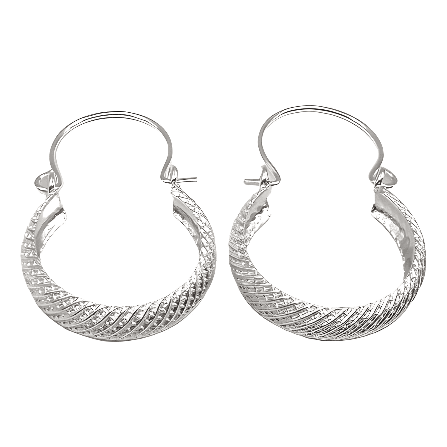 Aros Plata 925 Argolla Bote Facetados 20mm Regalo Mujer Caja-0