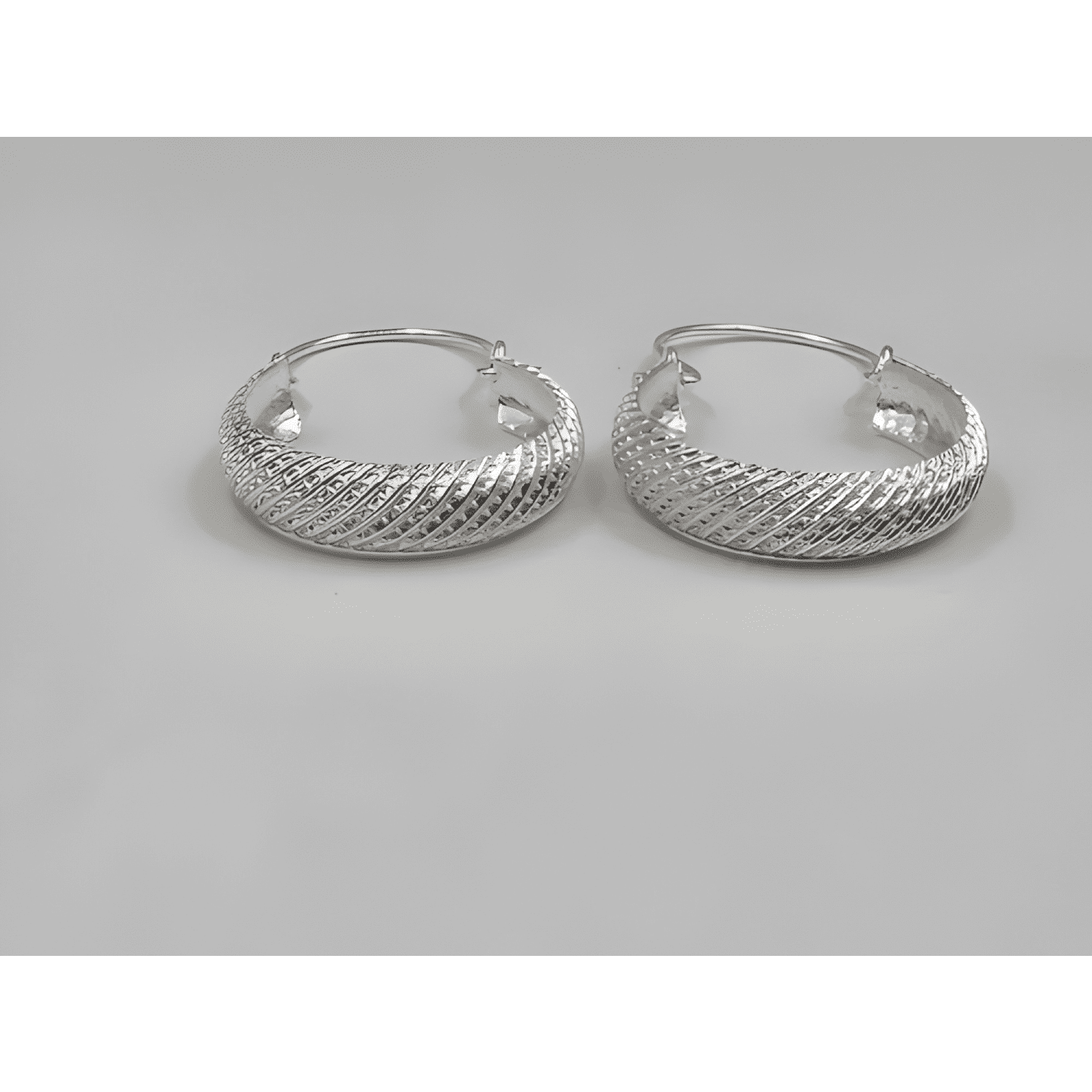 Aros Plata 925 Argolla Bote Facetados 20mm Regalo Mujer Caja-3