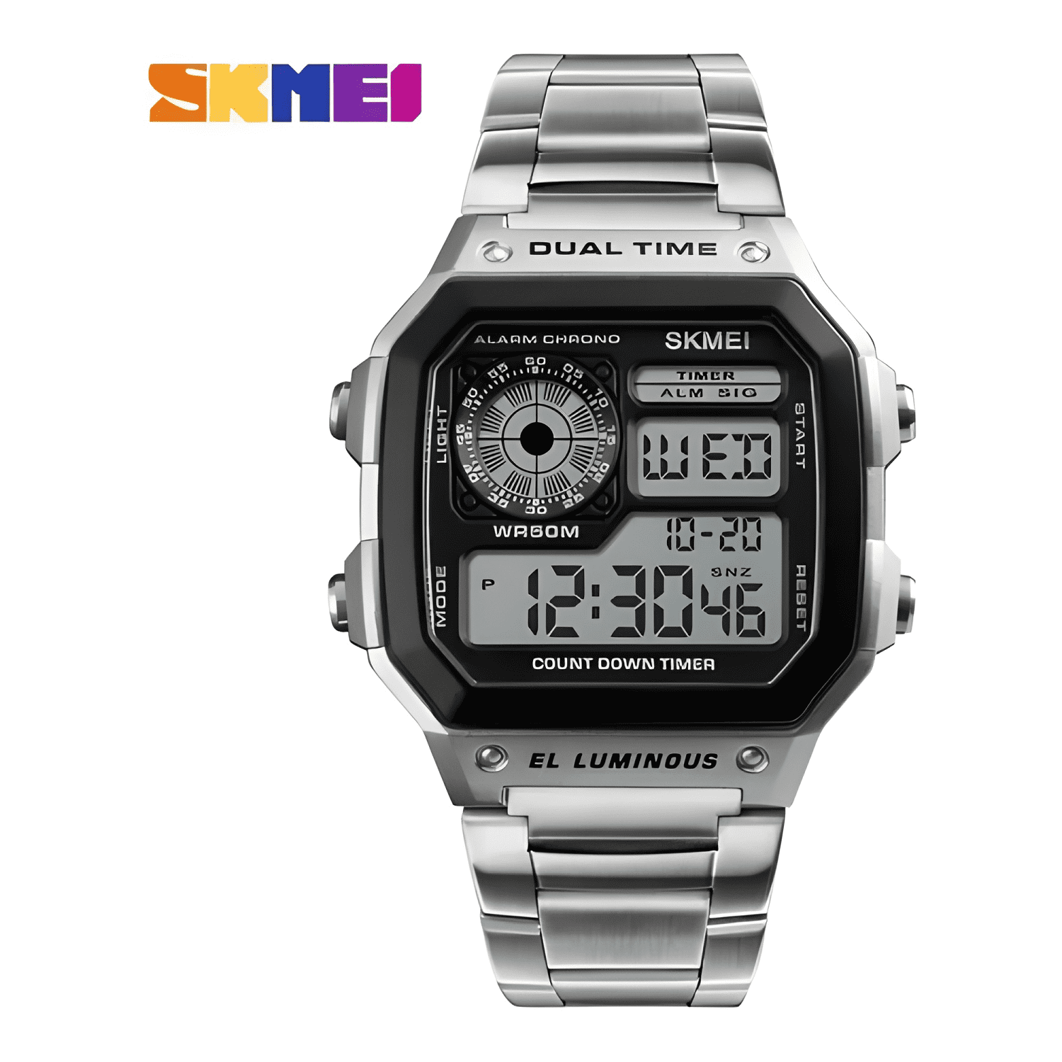Reloj pulsera digital skmei 1335 con correa de acero #2-2
