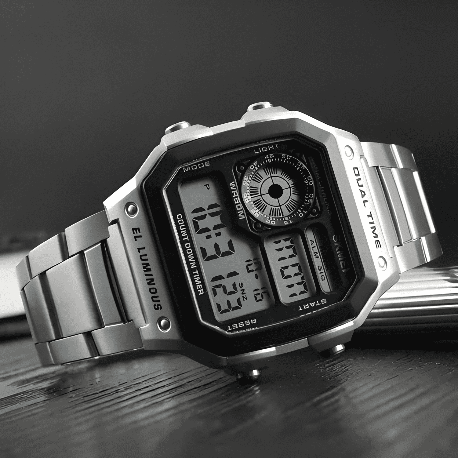 Reloj pulsera digital skmei 1335 con correa de acero #2-4